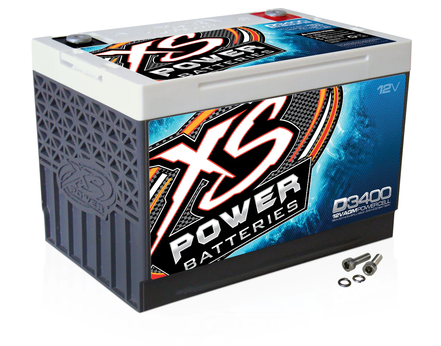 XS Power D3400 3300 Amp Car Audio Battery+Terminal Hardware+Power/Ground Wires - Image 4