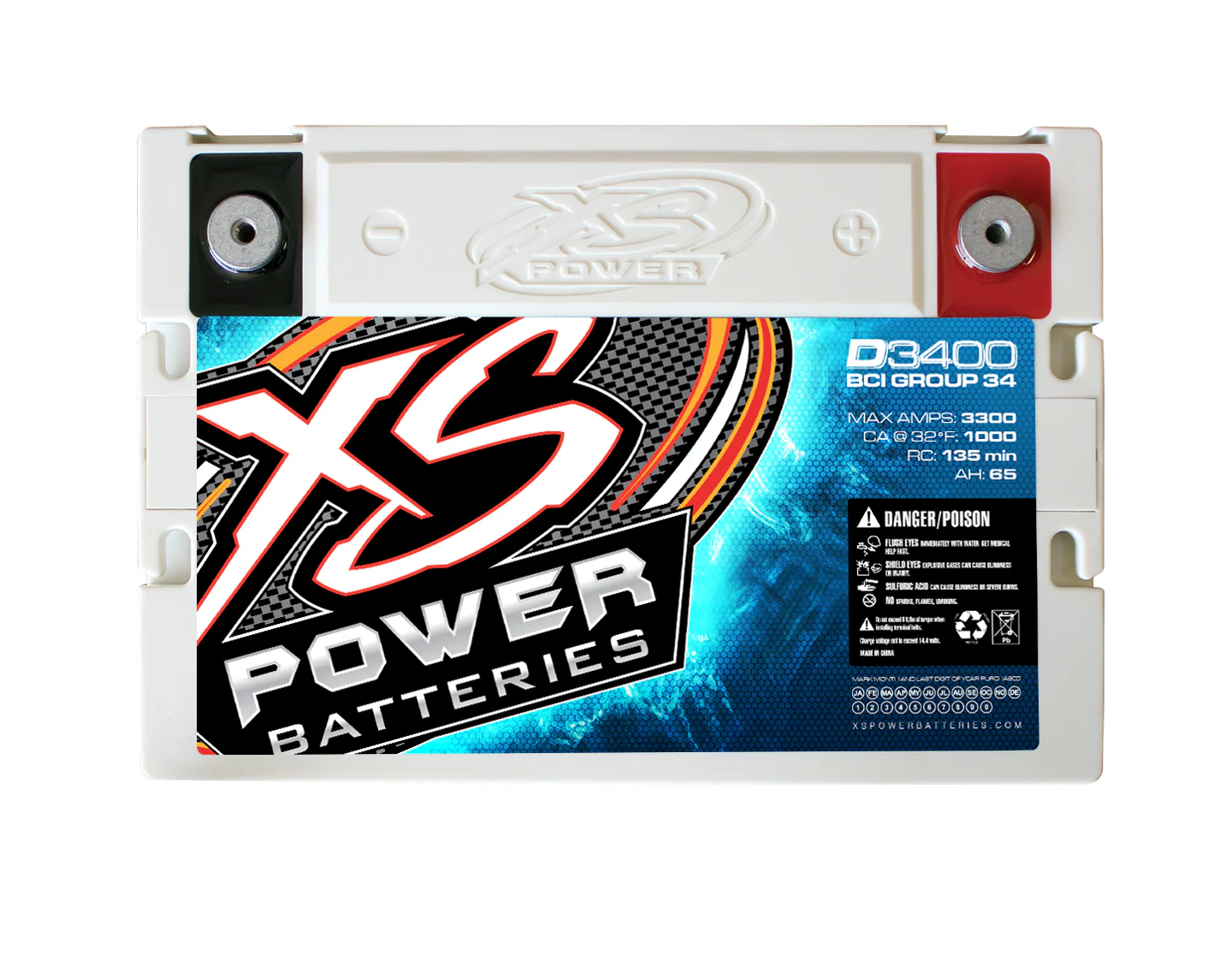 XS Power D3400 3300 Amp Car Audio Battery+Terminal Hardware+Power/Ground Wires - Image 6
