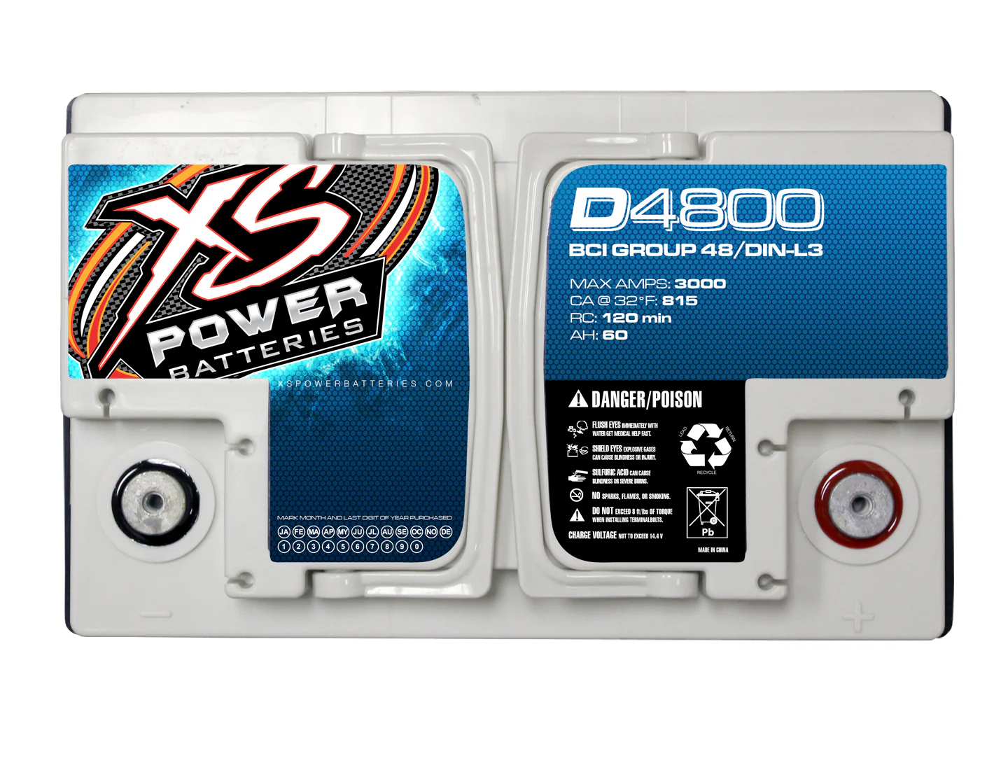 XS Power D4800 3000 Amp 12V Group 48 Car Audio Sealed Battery+Power/Ground Wires - Image 7