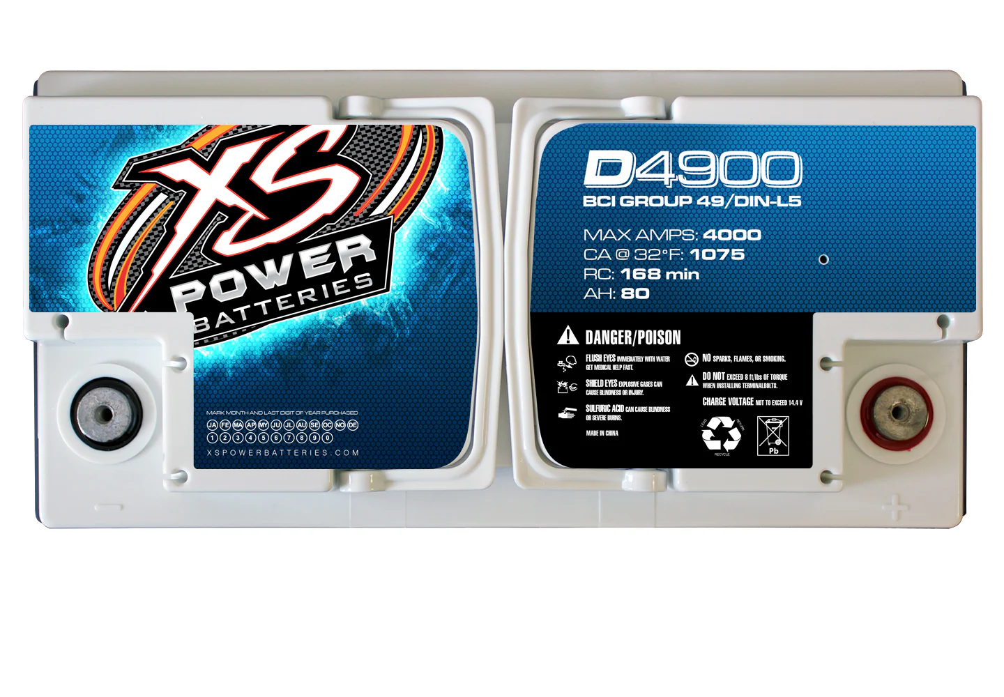 XS Power D4900 4000 Amp 12V Power Cell Car Audio Battery + Power/Ground Wires - Image 7