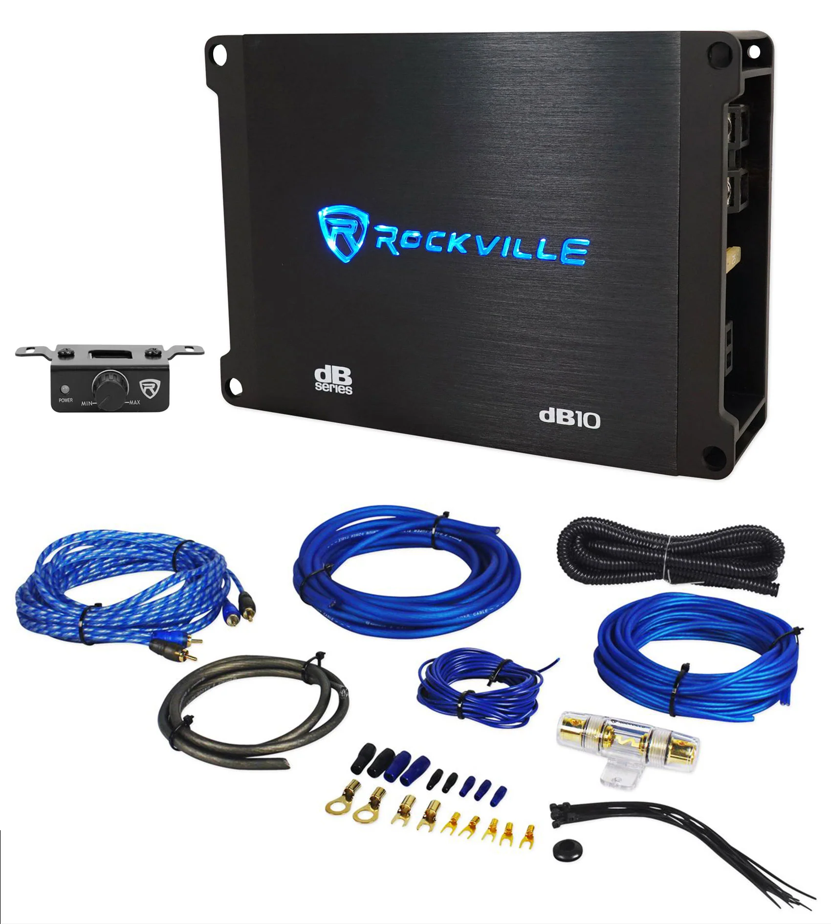 dB10 Mono Amp + RWK81 8‑Gauge Wiring Kit Bundle
