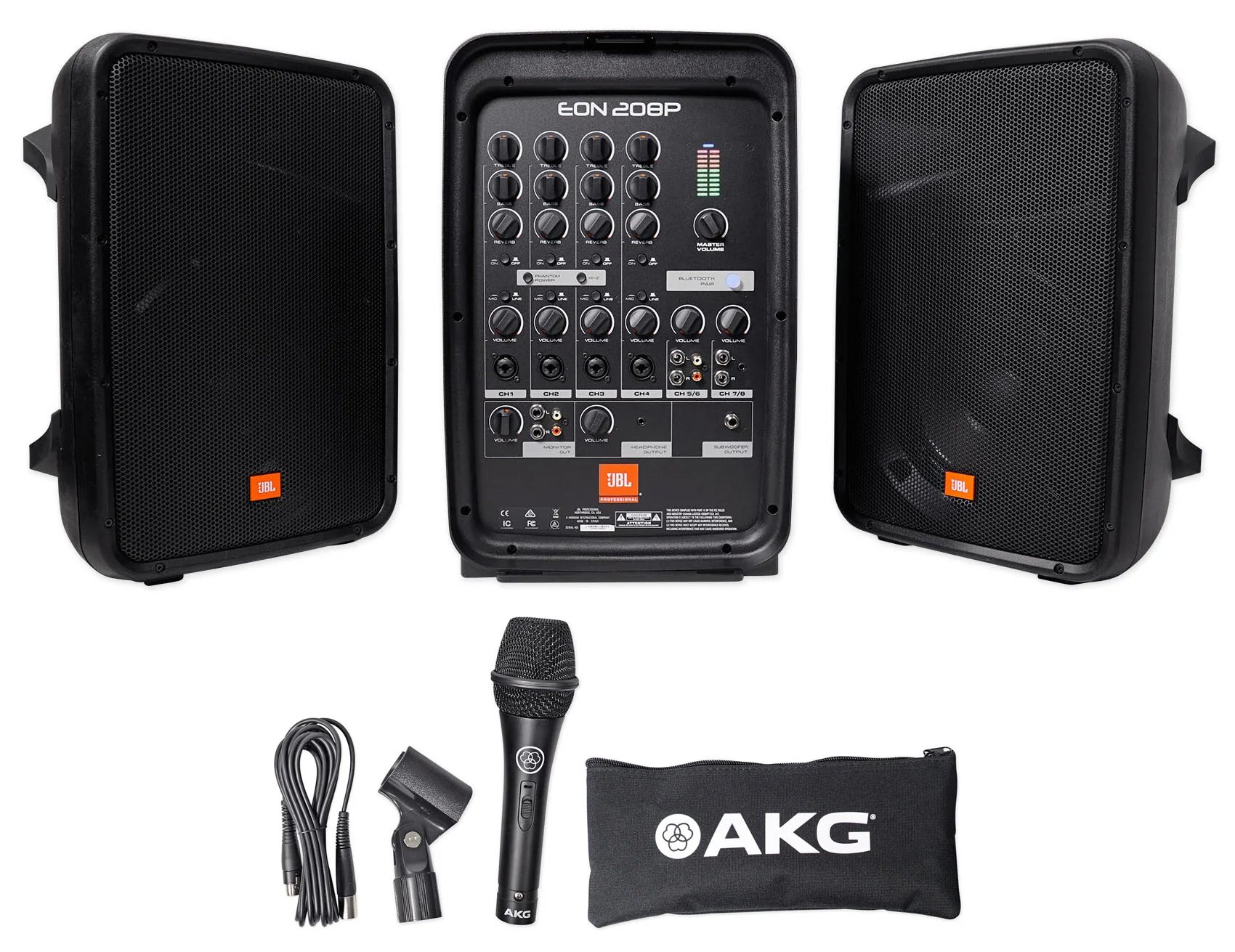 JBL EON208P Portable PA System / Pair 8" Speakers+8 Ch Mixer/Bluetooth+Hazer - Image 2