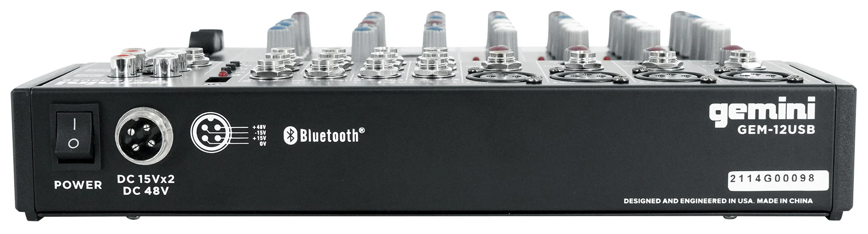Gemini GEM-12USB 12 Channel Bluetooth Mixer w/USB 12 Ins/2 Bus/3 Band EQ+4) Mics - Image 11