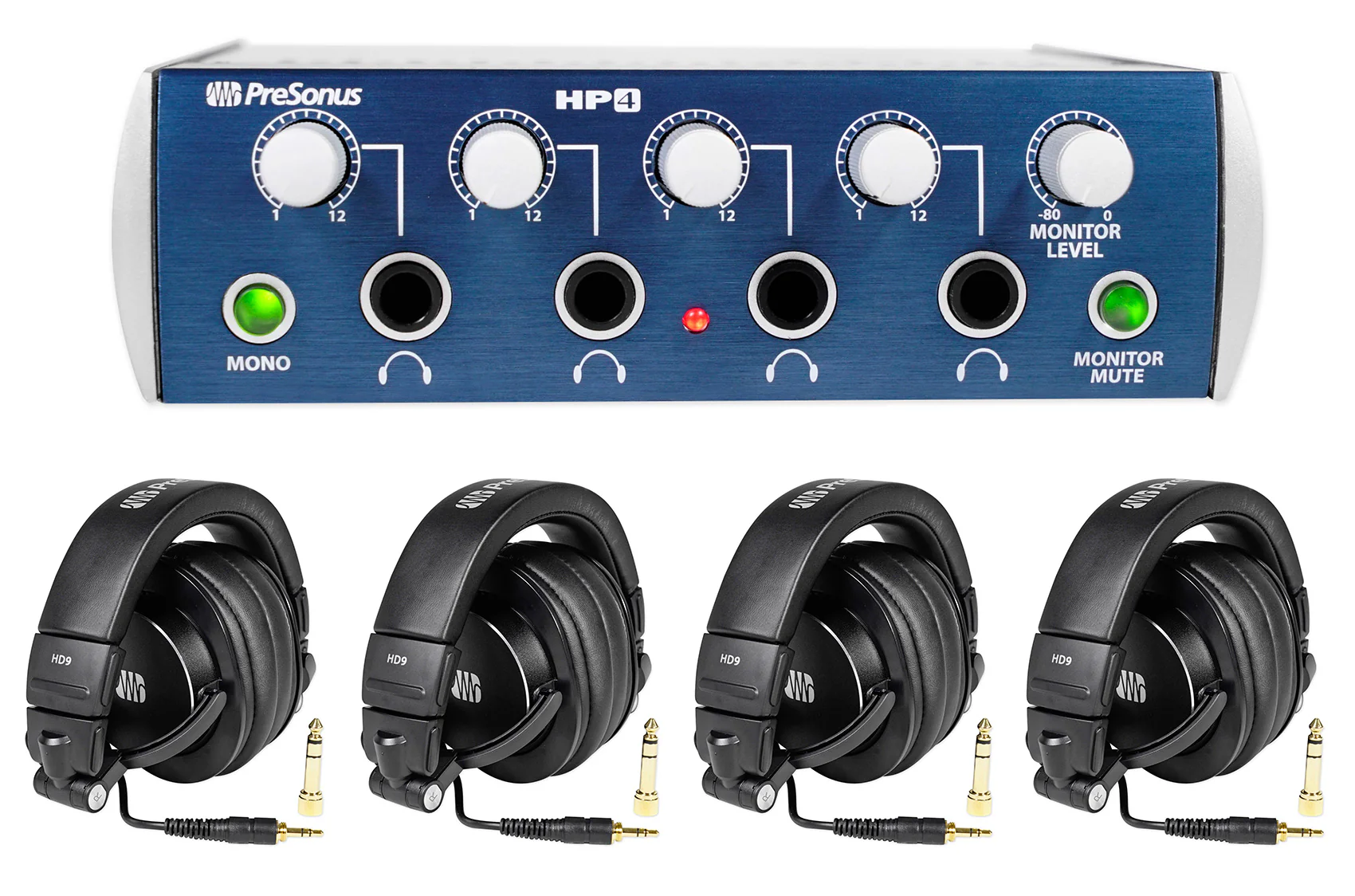 PRESONUS HP4 Headphone Amplifier+ (4) HD9 Studio Headphones + (4) Recording Mics - Image 2