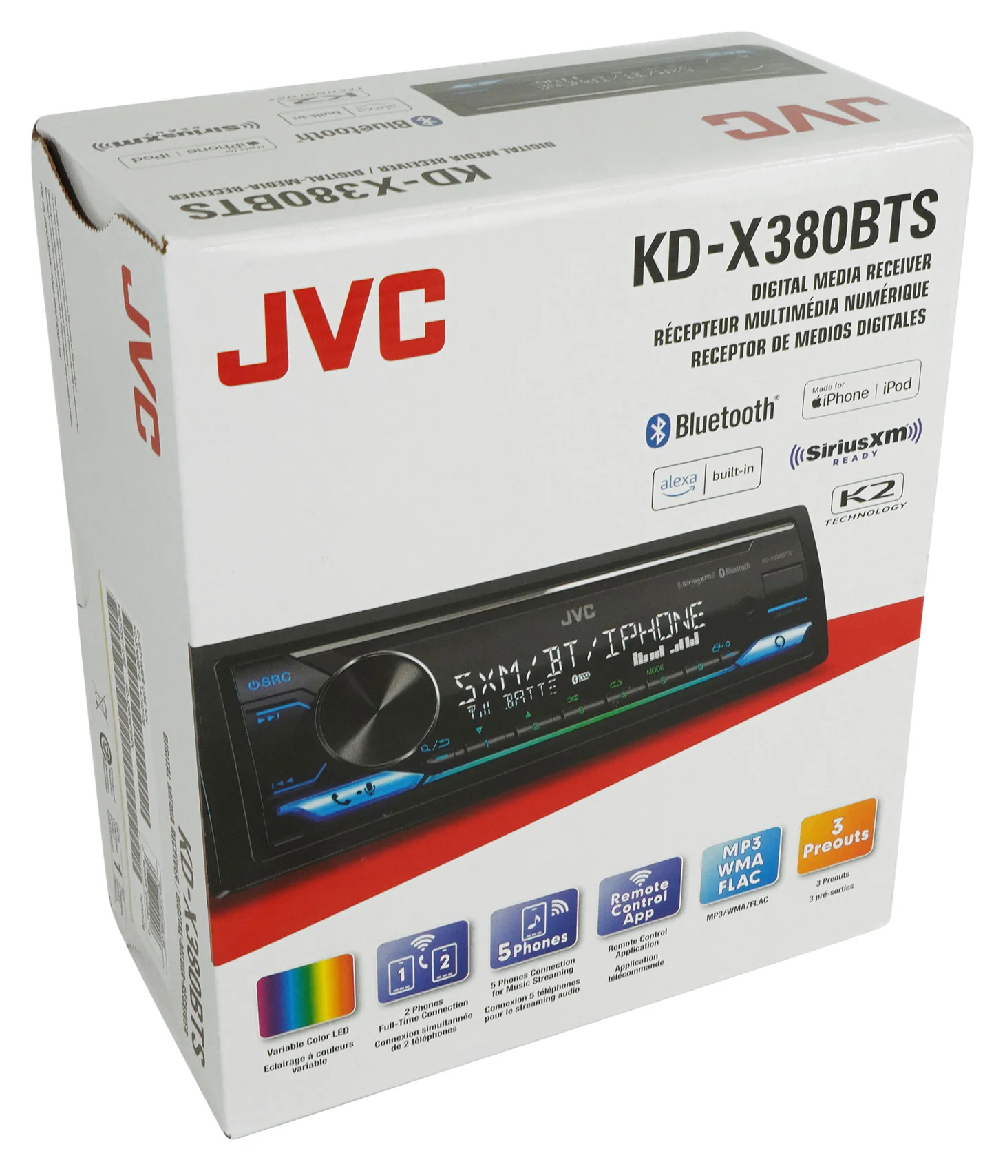 JVC KD-X380BTS Car Stereo Receiver w/ Bluetooth/USB/XM Ready/Alexa+AUX Cable - Image 7