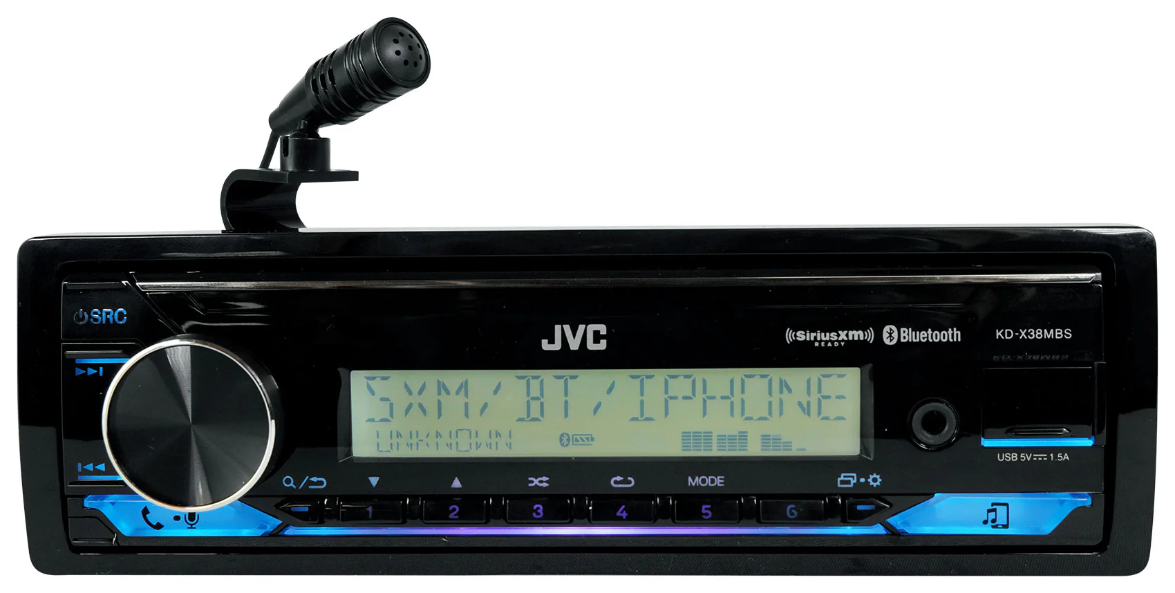 JVC KD-X38MBS 1-Din Marine Stereo Receiver w/Bluetooth/USB+(4) 6x9" Speakers - Image 2