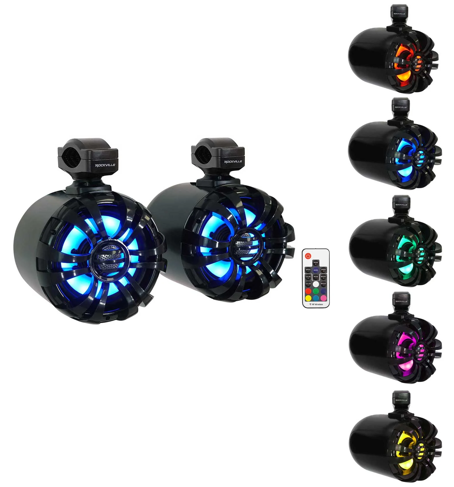 JVC KD-X38MBS Marine Bluetooth Stereo Receiver+(4) 6.5" Black LED Tower Speakers - Image 10