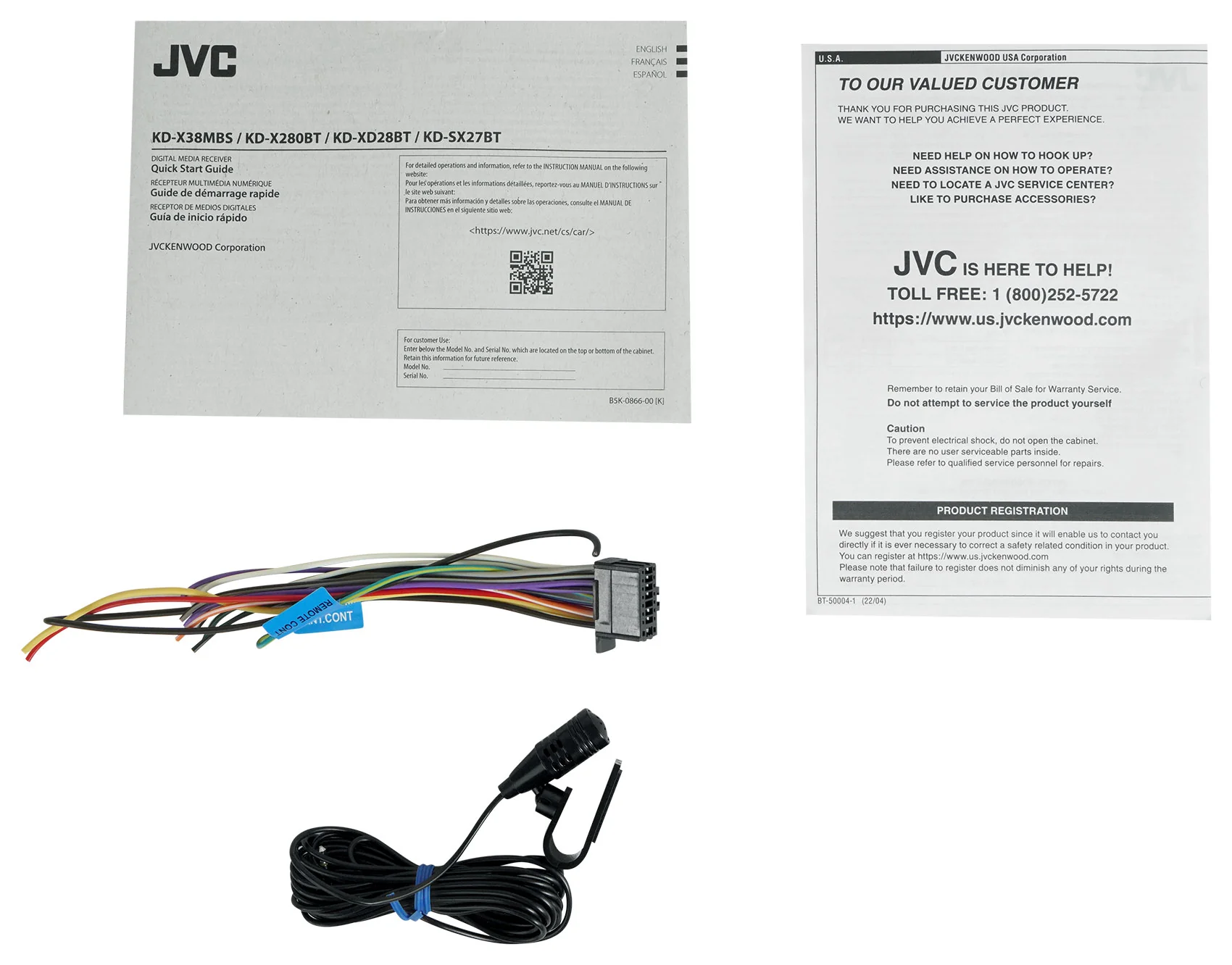 JVC KD-X38MBS 1-Din Marine Stereo Receiver w/Bluetooth/USB+(2) 6x9" Speakers - Image 5