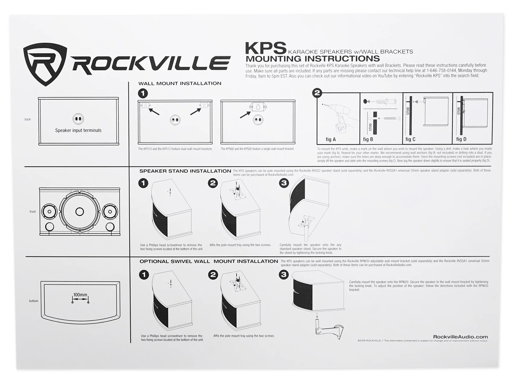 KPS65 6.5" Karaoke Speakers 2-Pack + Adjustable Wall Mount Brackets Bundle - Image 8