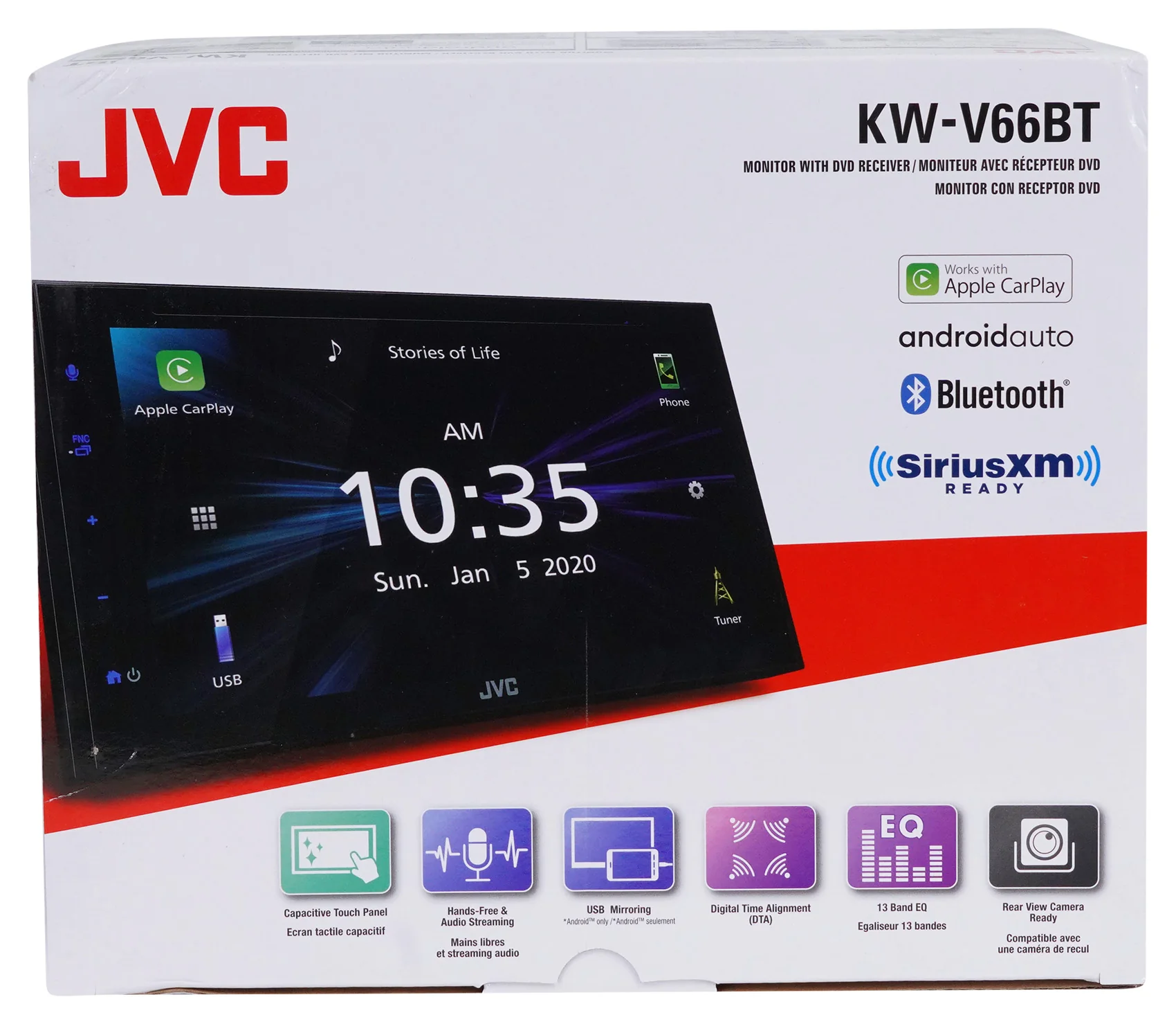 JVC KW-V66BT 6.8" CD/DVD Player Apple Carplay Bluetooth Android Receiver+Camera - Image 3