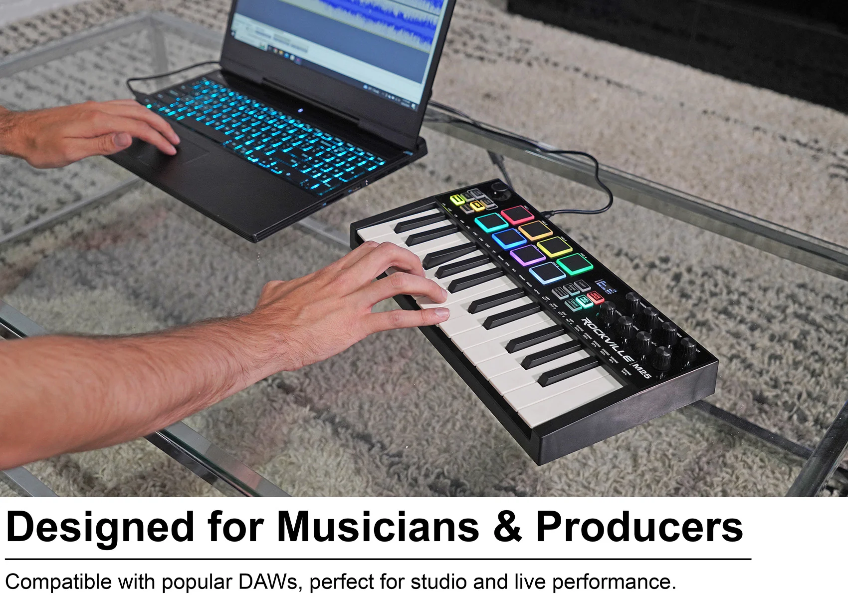 M25 Black Wireless MIDI Keyboard 25-Key + MCB16 Controller Bag Bundle - Image 21