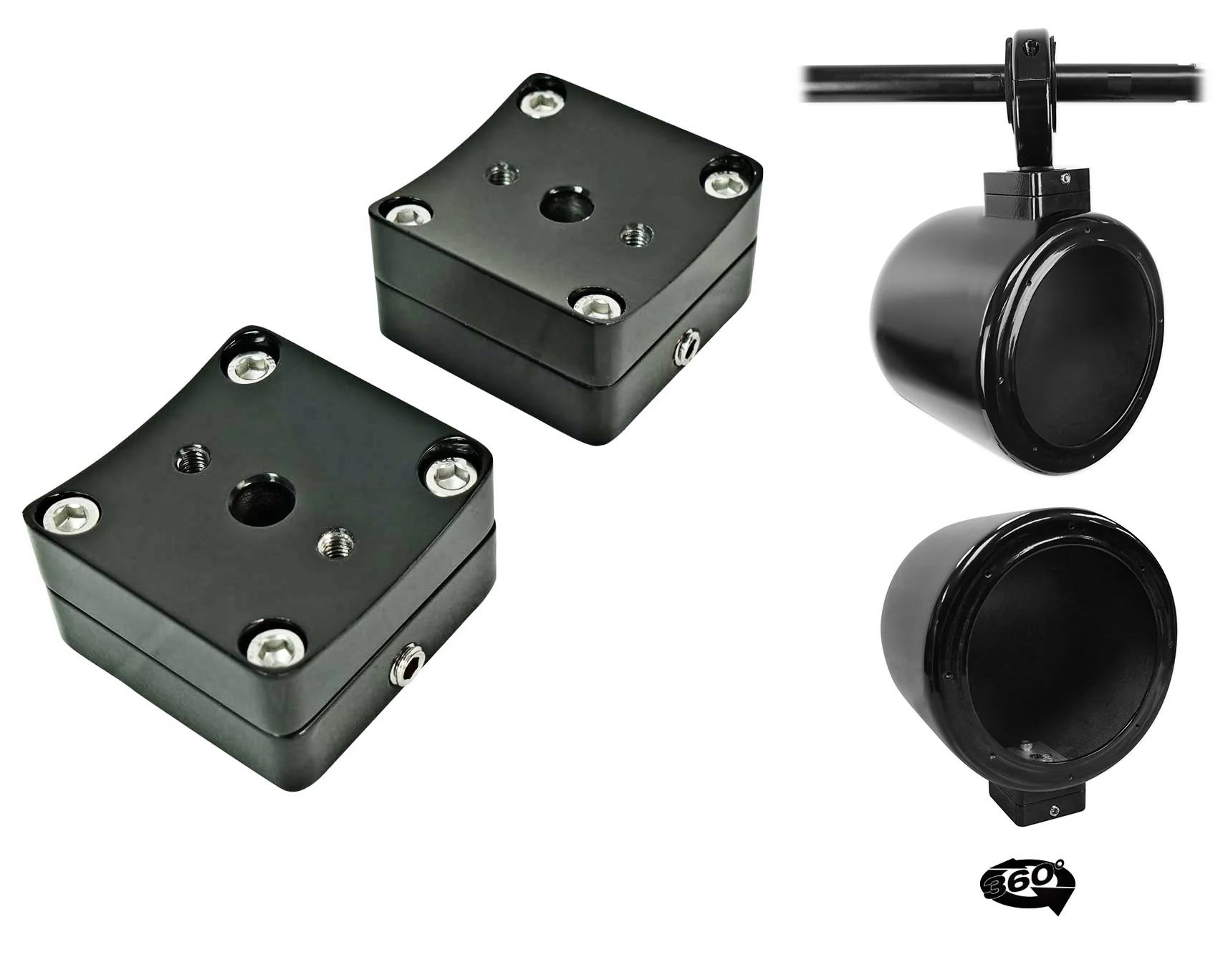 MAC525B 5.25" Black Wakeboard Pods 2-Pack + 360° Swivel Clamps Bundle - Image 22