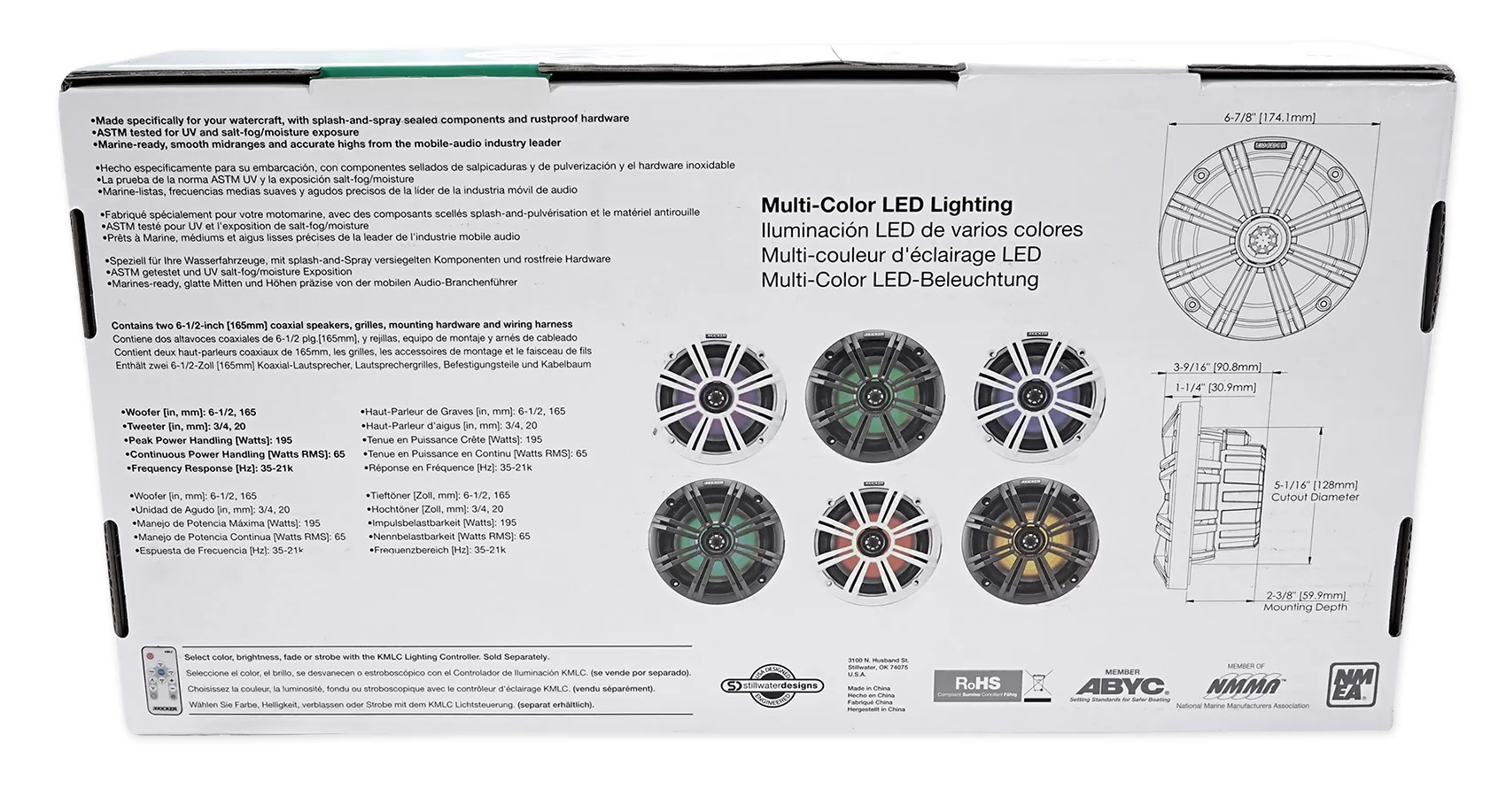 MAC65B Black 6.5" Tower Speaker Pods 2-Pack + 6.5" LED Marine Speakers Bundle - Image 3