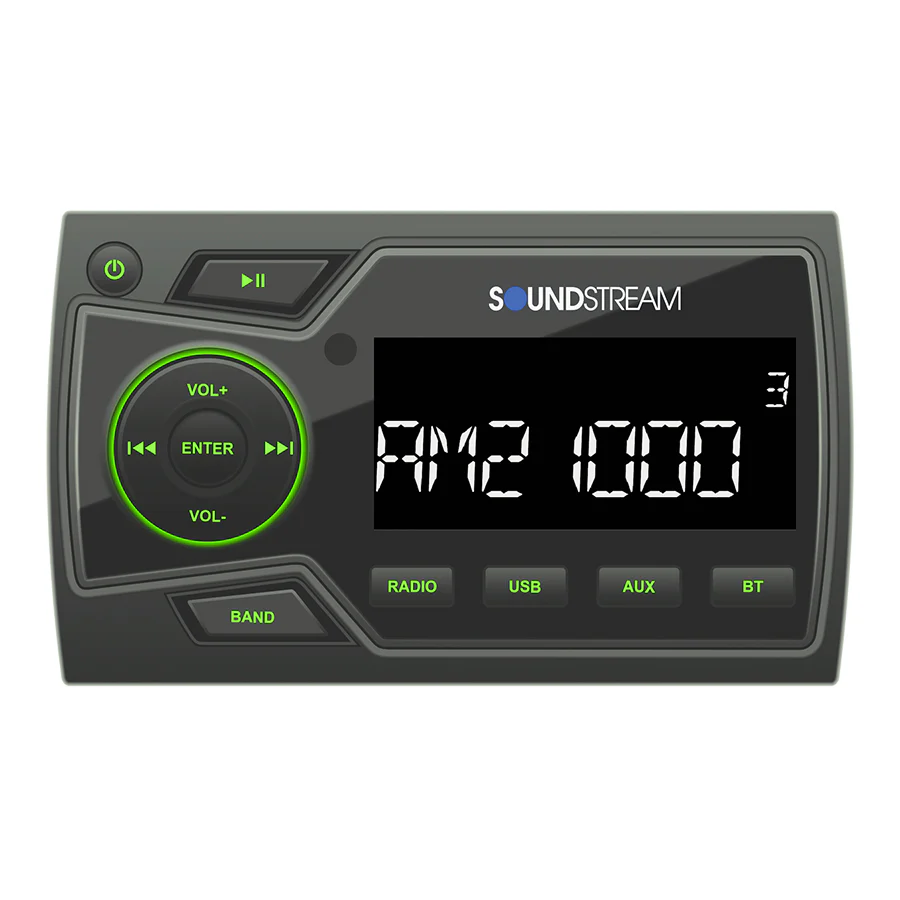Soundstream MHU-32 Marine ATV/UTV Bluetooth Receiver+(2) Black 6.5" LED Speakers - Image 6