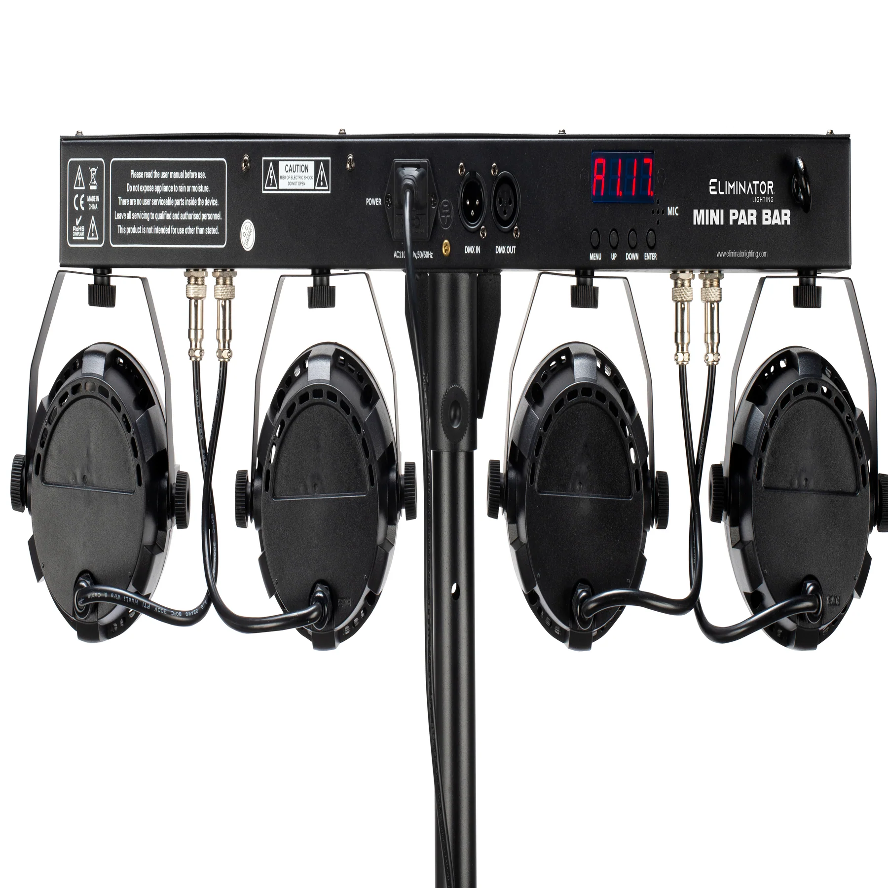 Eliminator Mini Par Bar Light System w/ 4x LED Par Lights+Stand+Remote+Bag+Cable - Image 4