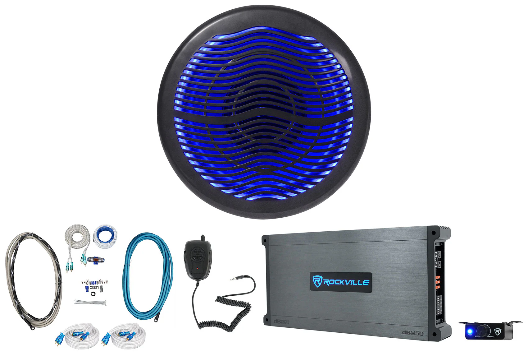 MS10LB Black Subwoofer + DBM50 Marine Amplifier Bundle
