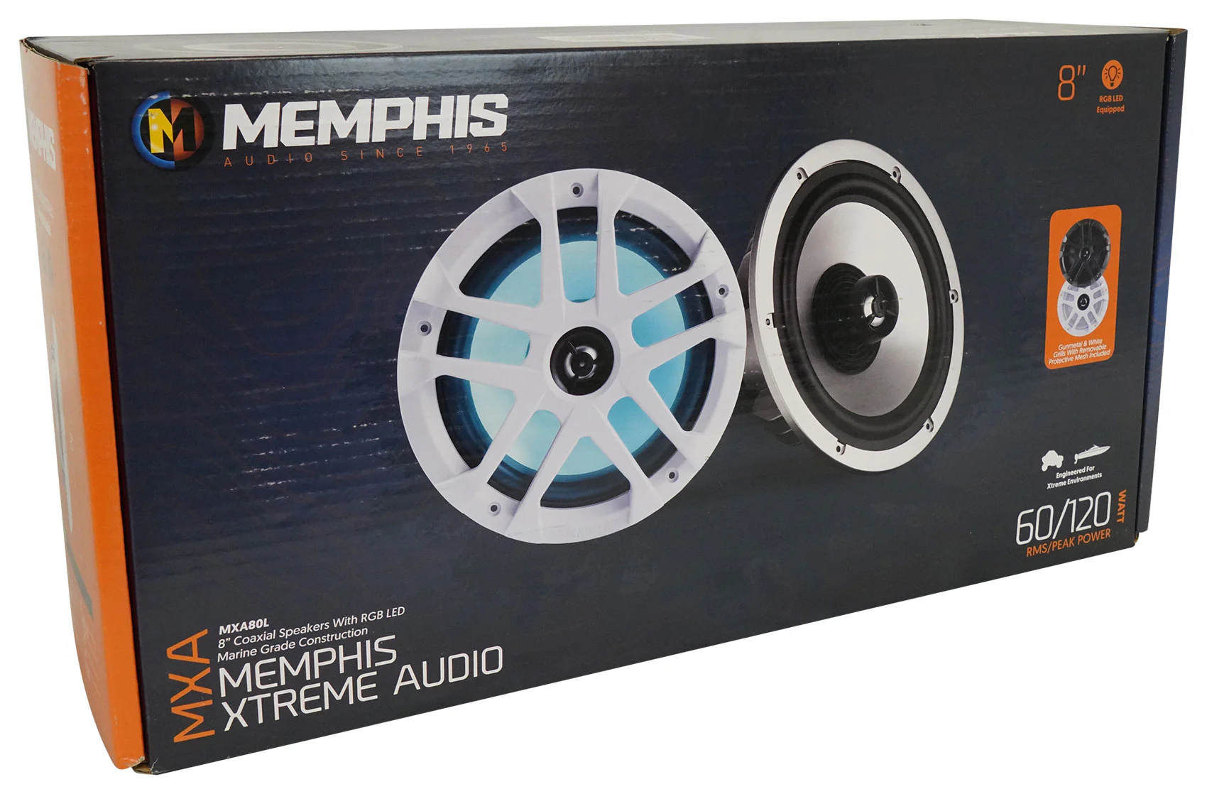2) Memphis Audio MXA80L 120w 8" Marine Boat White Wakeboard Tower Speakers w/LED - Image 23