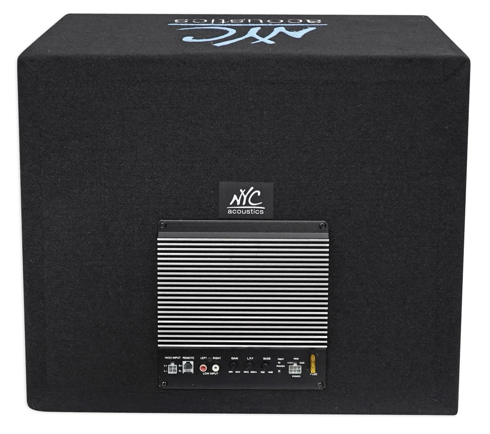 NYC Acoustics NSE12L 12" 1200w Powered Car Subwoofer/Sub Enclosure+LED+Amp Kit - Image 7