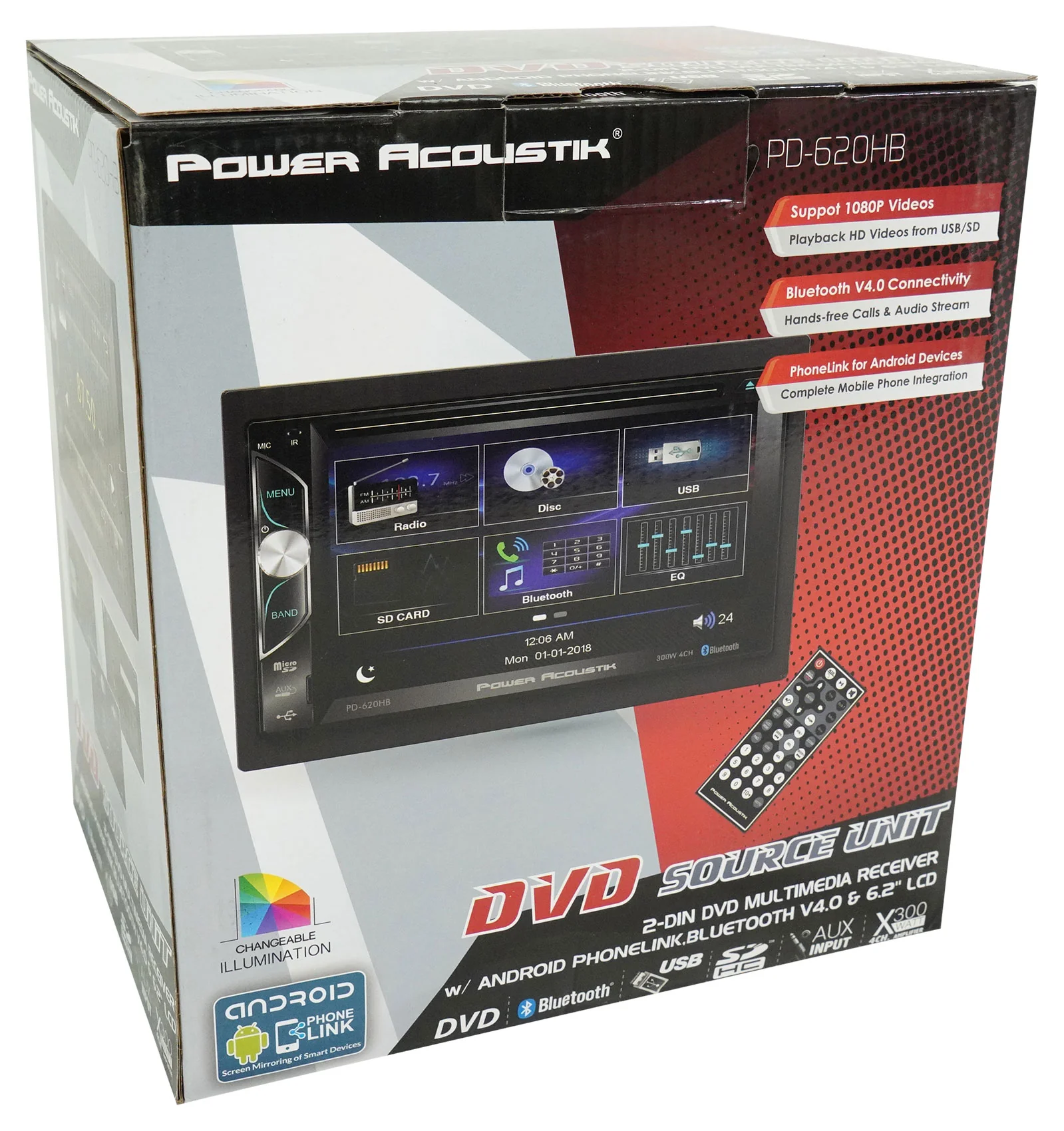 Power Acoustik PD-620HB 6.2” Car Monitor DVD/CD Receiver w/Bluetooth/USB+Camera - Image 11