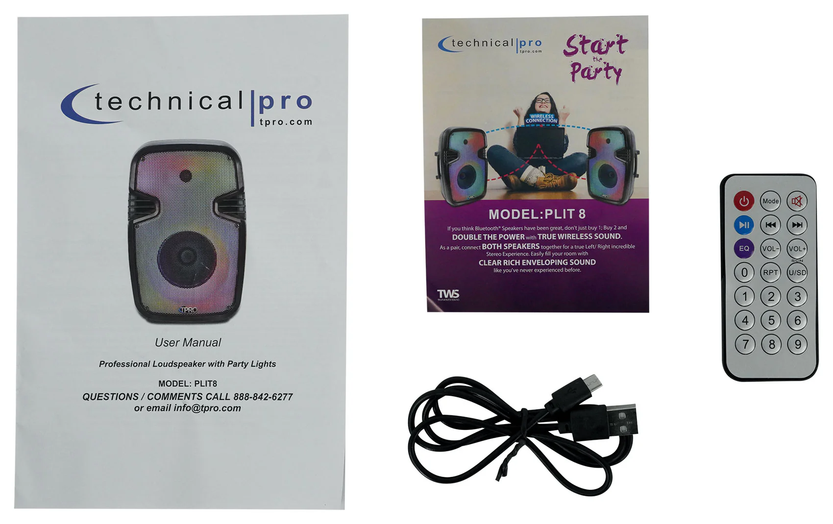 Technical Pro PLIT8 Portable 8" Bluetooth Party Speaker w/LED + Tripod Stand - Image 10
