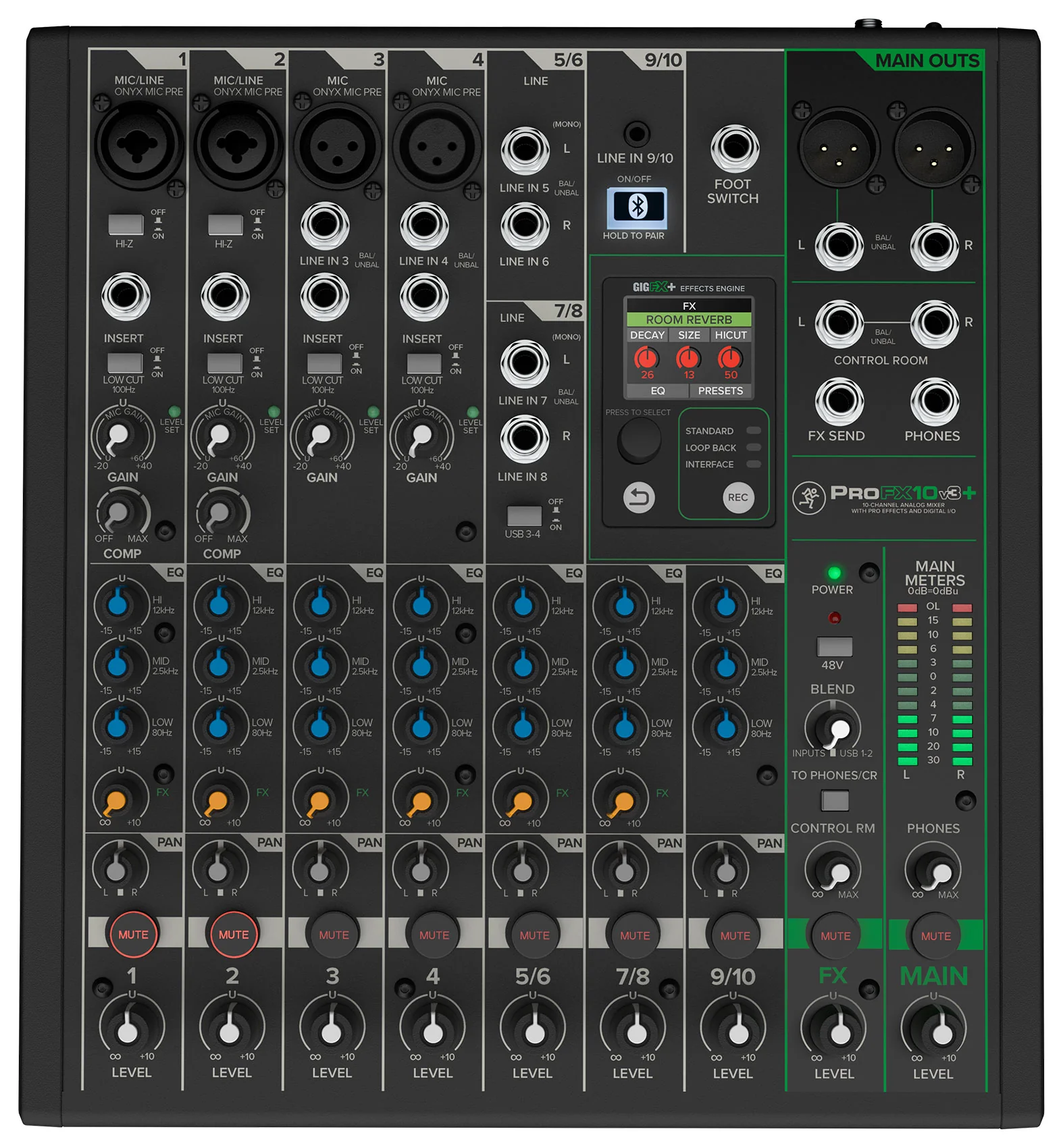 Mackie ProFX10v3+ 10-Channel Pro Effects Mixer w/USB ProFX10 v3 + Power Strip - Image 4