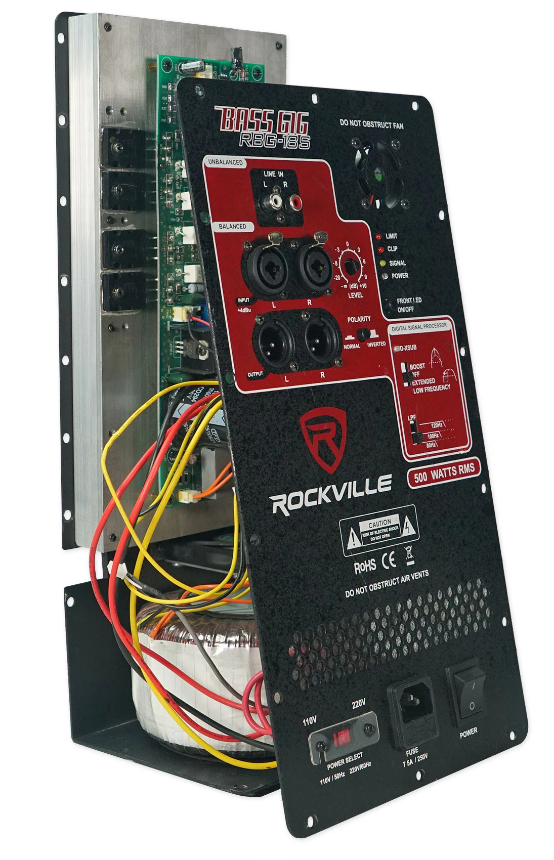 500 Watt RMS Powered Subwoofer Amplifier Plate Module Panel XLR and TRS In XLR Out - Image 2