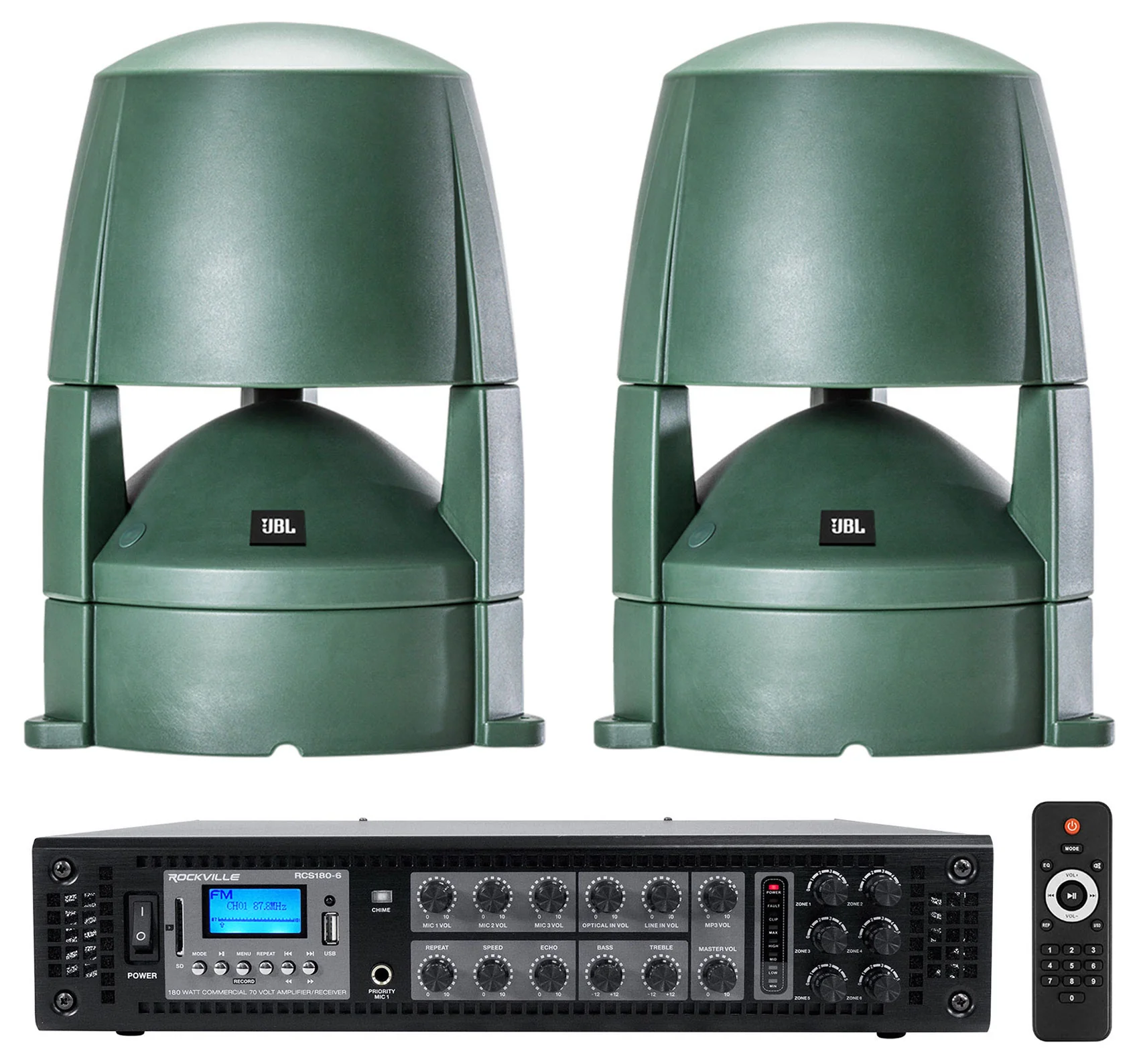 Control 88M Green 2-Pack + RCS180-6 6-Zone 180W Amp Bundle