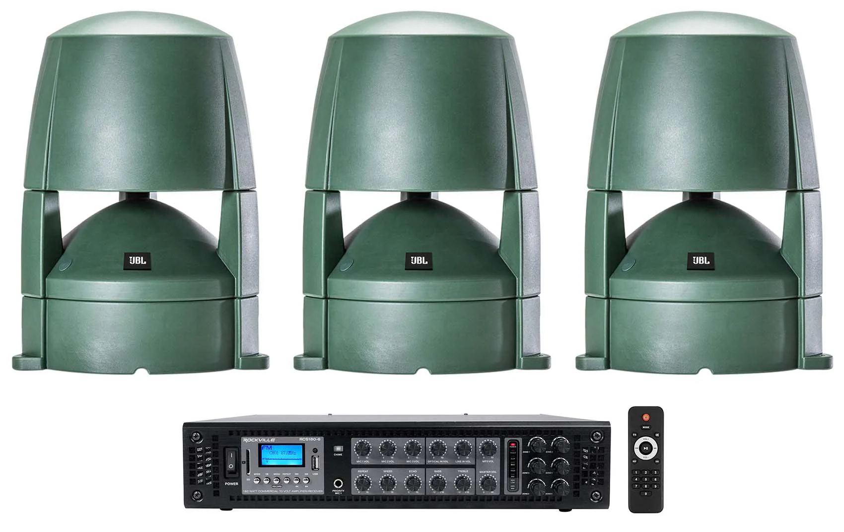 Control 88M Green 3-Pack + RCS180-6 6-Zone 180W Amp Bundle