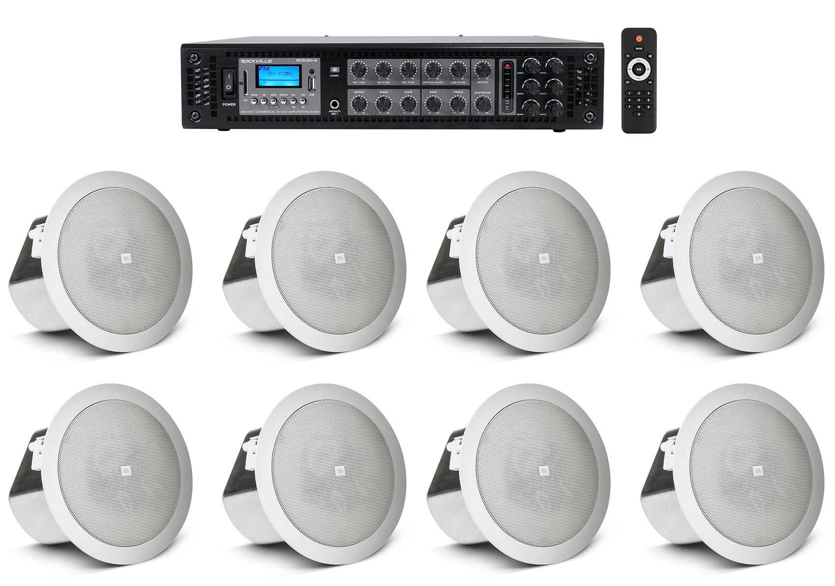 CONTROL 12C/T 8-Pack + RCS180-6 Amplifier Bundle