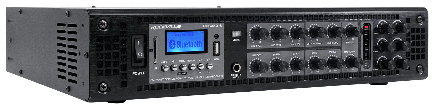 RCS350-6 6-Zone 350W Amp + PEN-40T Black 4" Pendant 12-Pack Bundle - Image 6