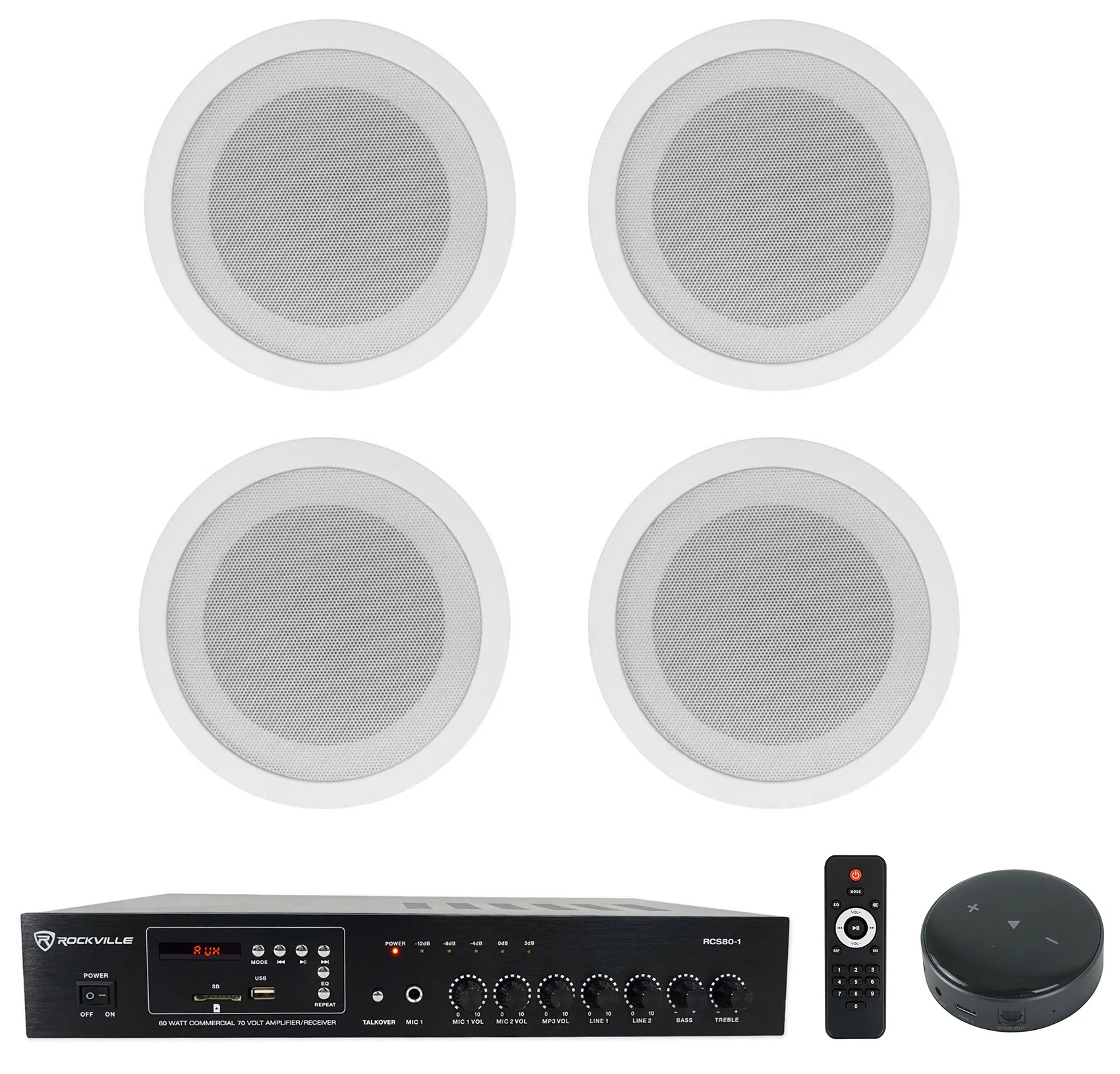 CCL5T White 4-Pack + RCS80-1 Amplifier Bundle