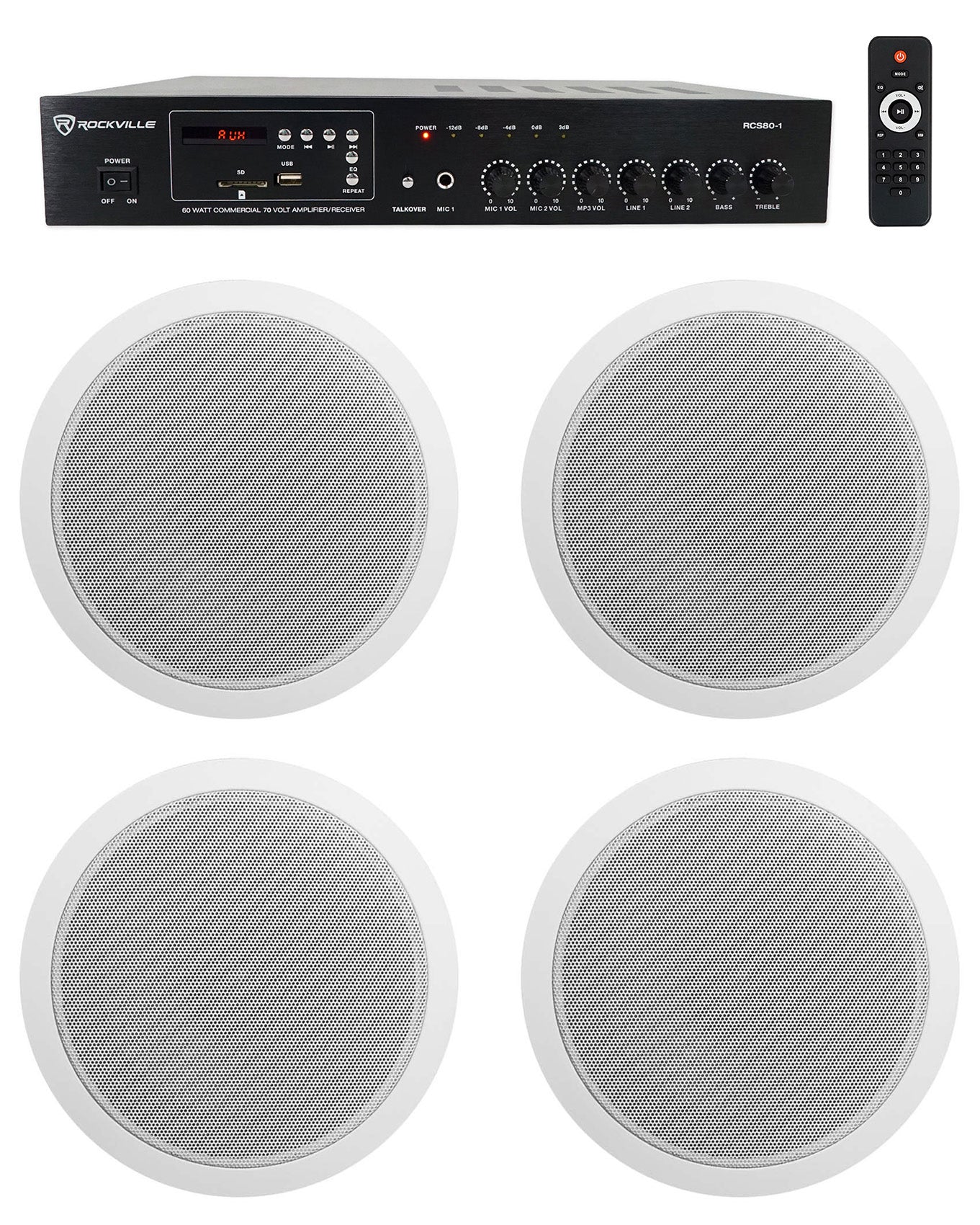 CCL6T White 4-Pack + RCS80-1 Bundle