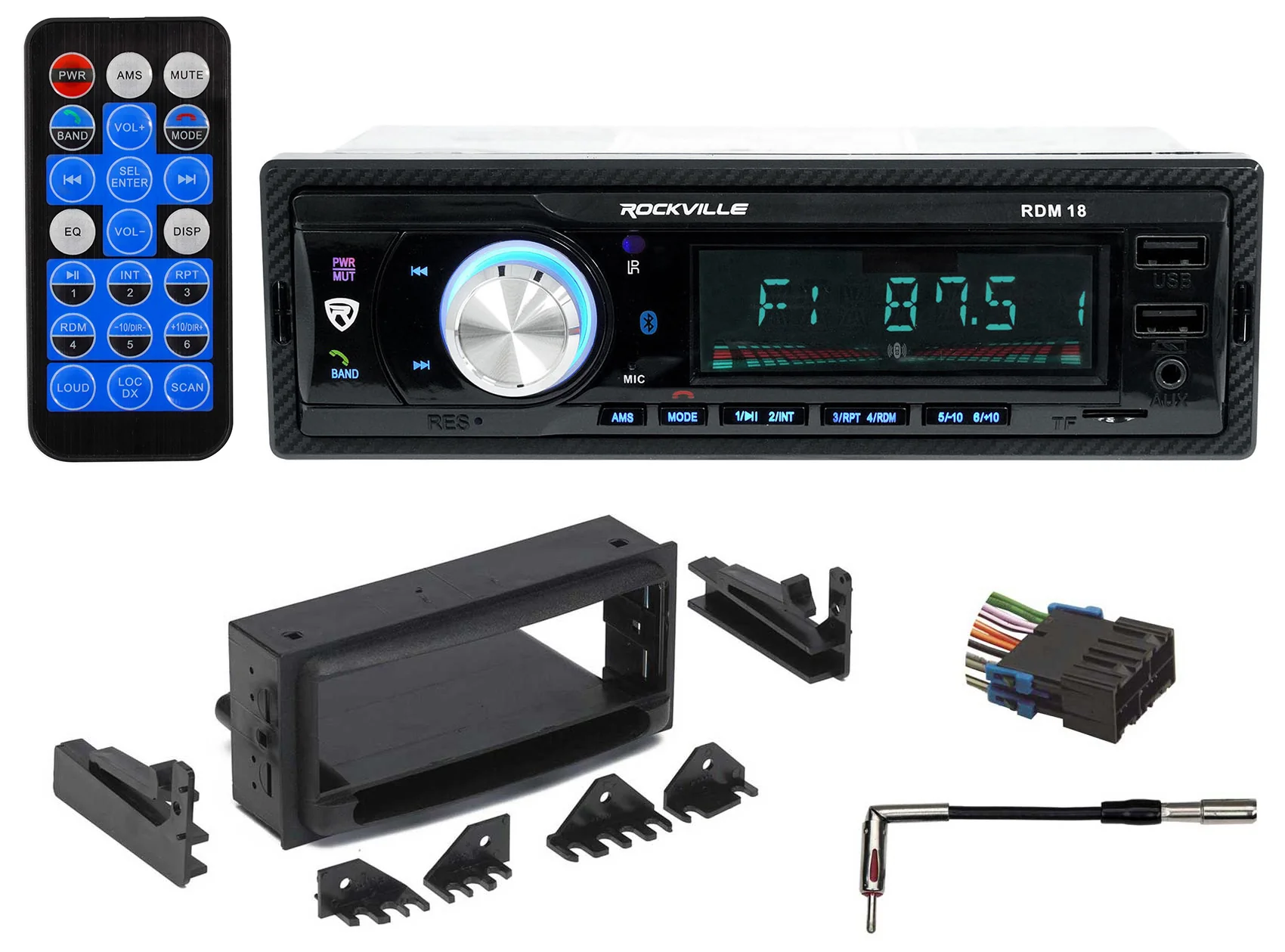 Rockville RDM18 + Metra GM Install Kit Bundle