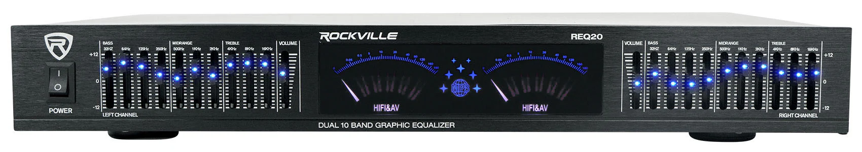 REQ20 Dual 10-Band EQ + RCDR10B 10' Dual RCA Cable Bundle - Image 3