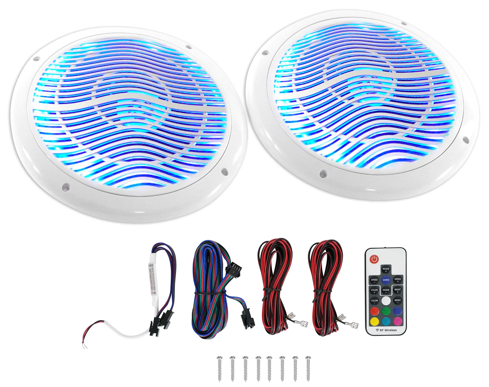 RWB70W White 4-Pack + LED 6.5" 2-Pack + Receiver + 6-Channel Amp Bundle - Image 3