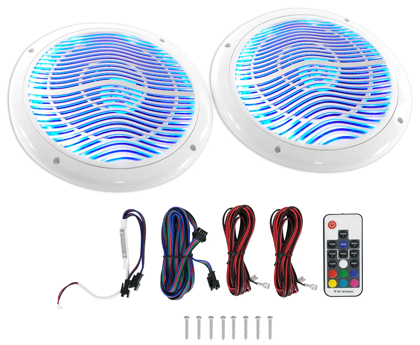 RWB80W White 4-Pack + LED 8" 2-Pack + Receiver + 6-Channel Amp Bundle - Image 3
