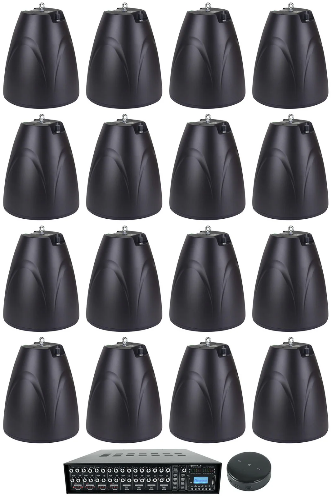 ROCK MATRIX 4 4-Zone 70V Amplifier + PEN-65T Pendant Speakers 16-Pack Bundle
