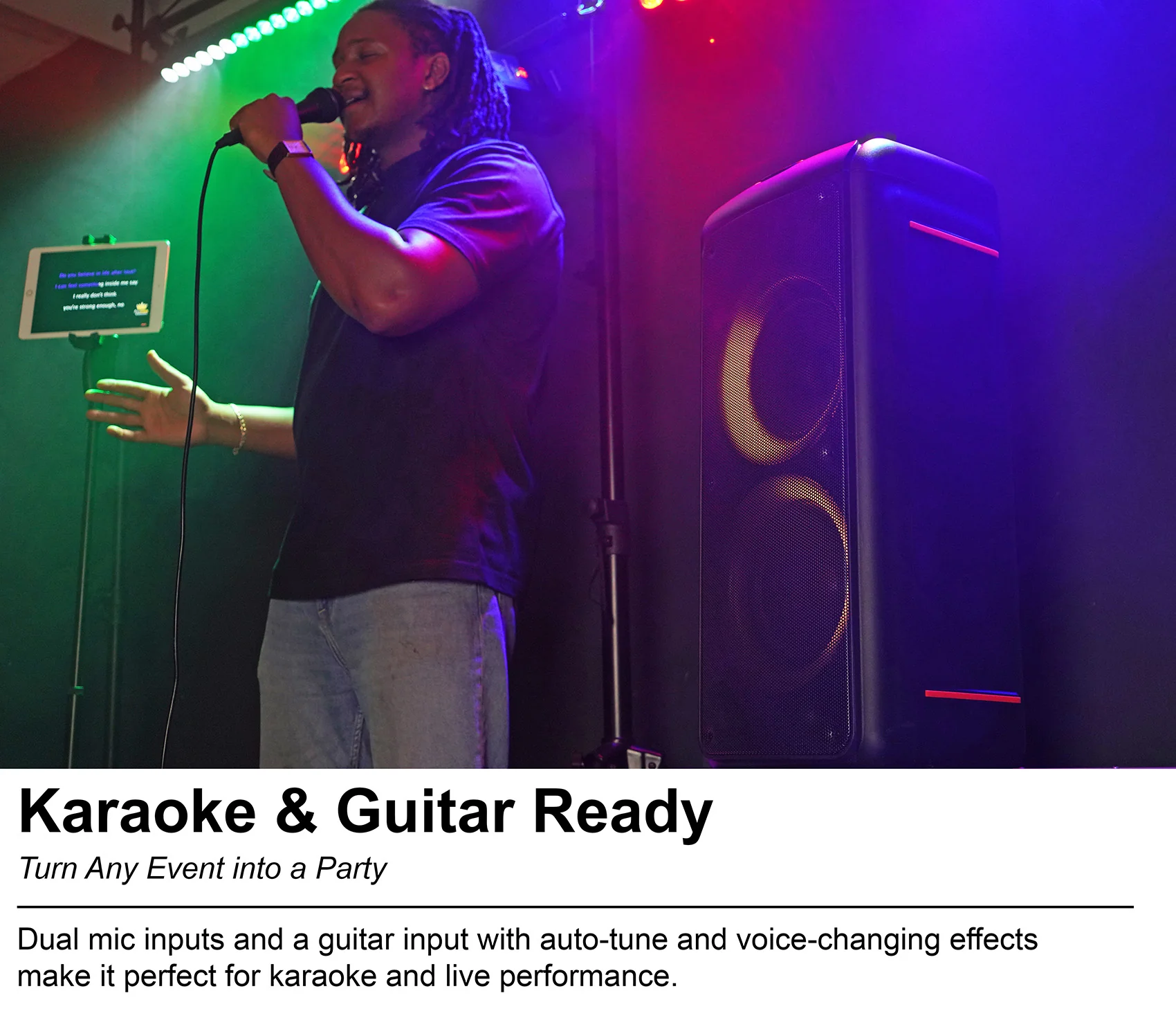 ROCK PARTY 9 Party Speaker Karaoke Bundle with Wireless Microphones - Image 12