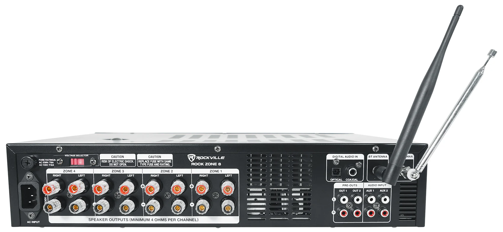 Rock Zone 8 Receiver + RockSlim Black Speakers 8-Pack Bundle - Image 8