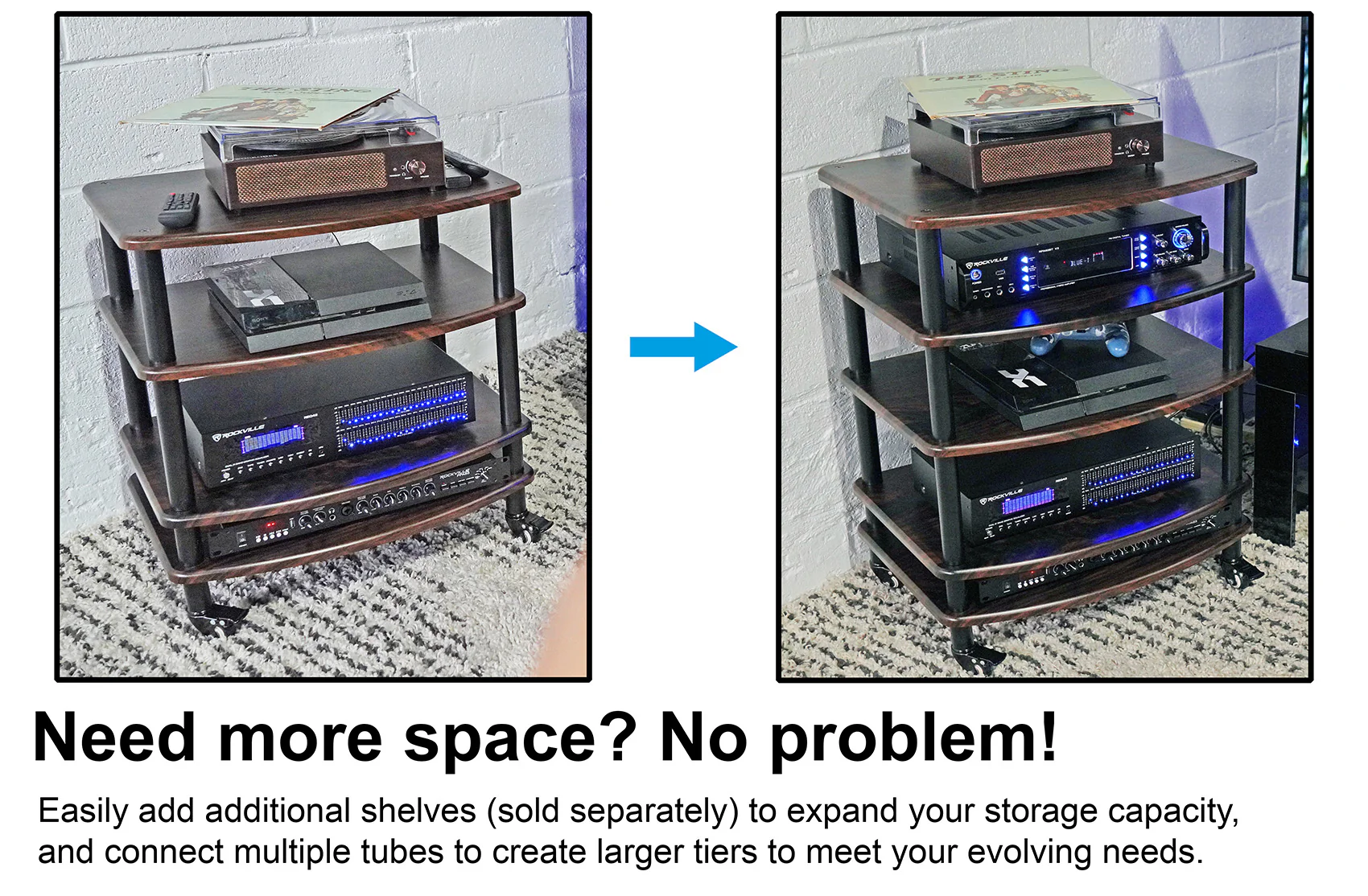 RockShelf 68D Dark Wood 2-Pack + SS28D Stands + FLX Dark Wood Bundle - Image 9