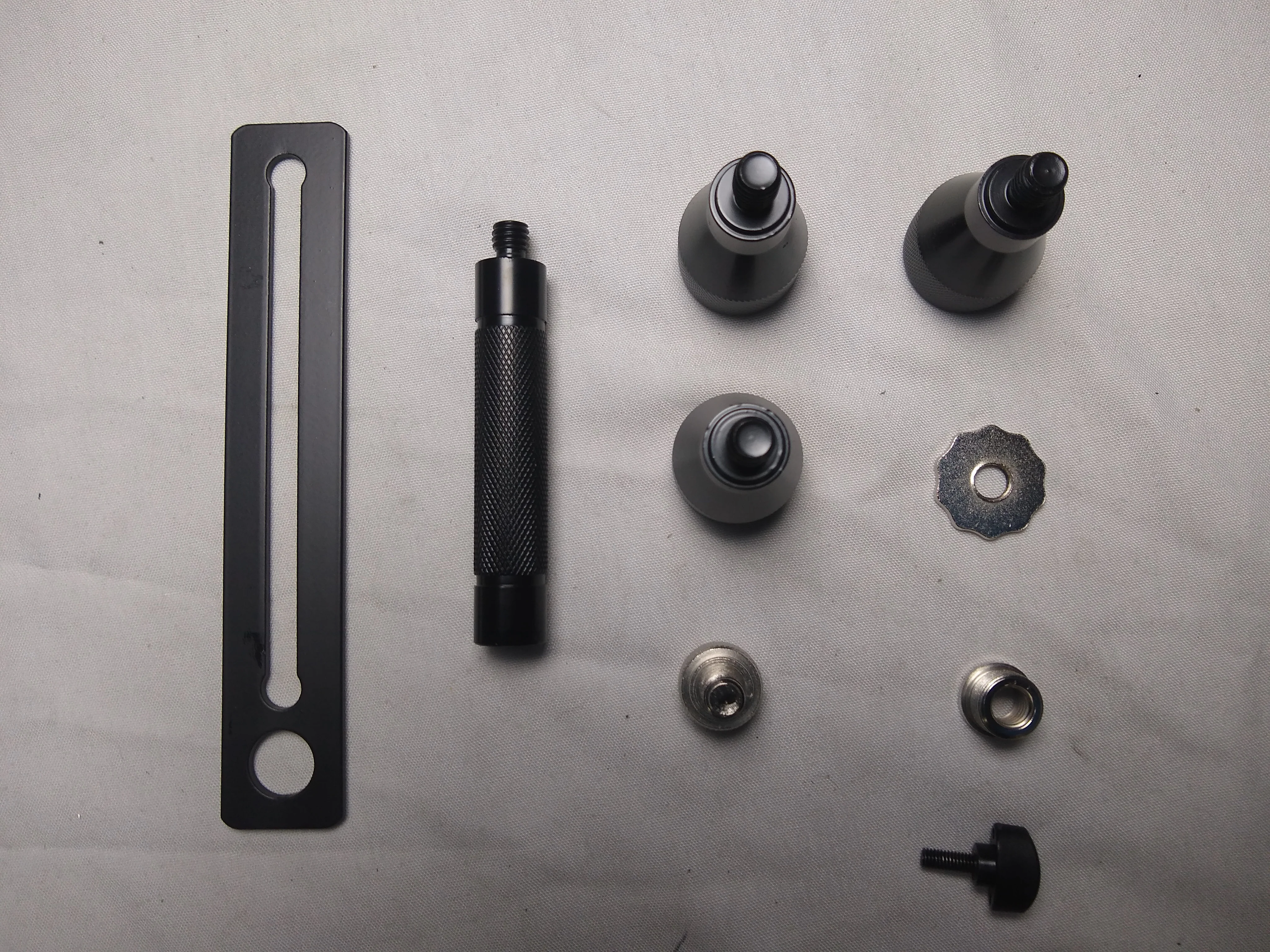ROCKSHIELD 3 HARDWARE (inlcudes black pole,small railing, 3/8-5/8 adapter, silver screws and washer, and small tightening knob and 3 large knobs