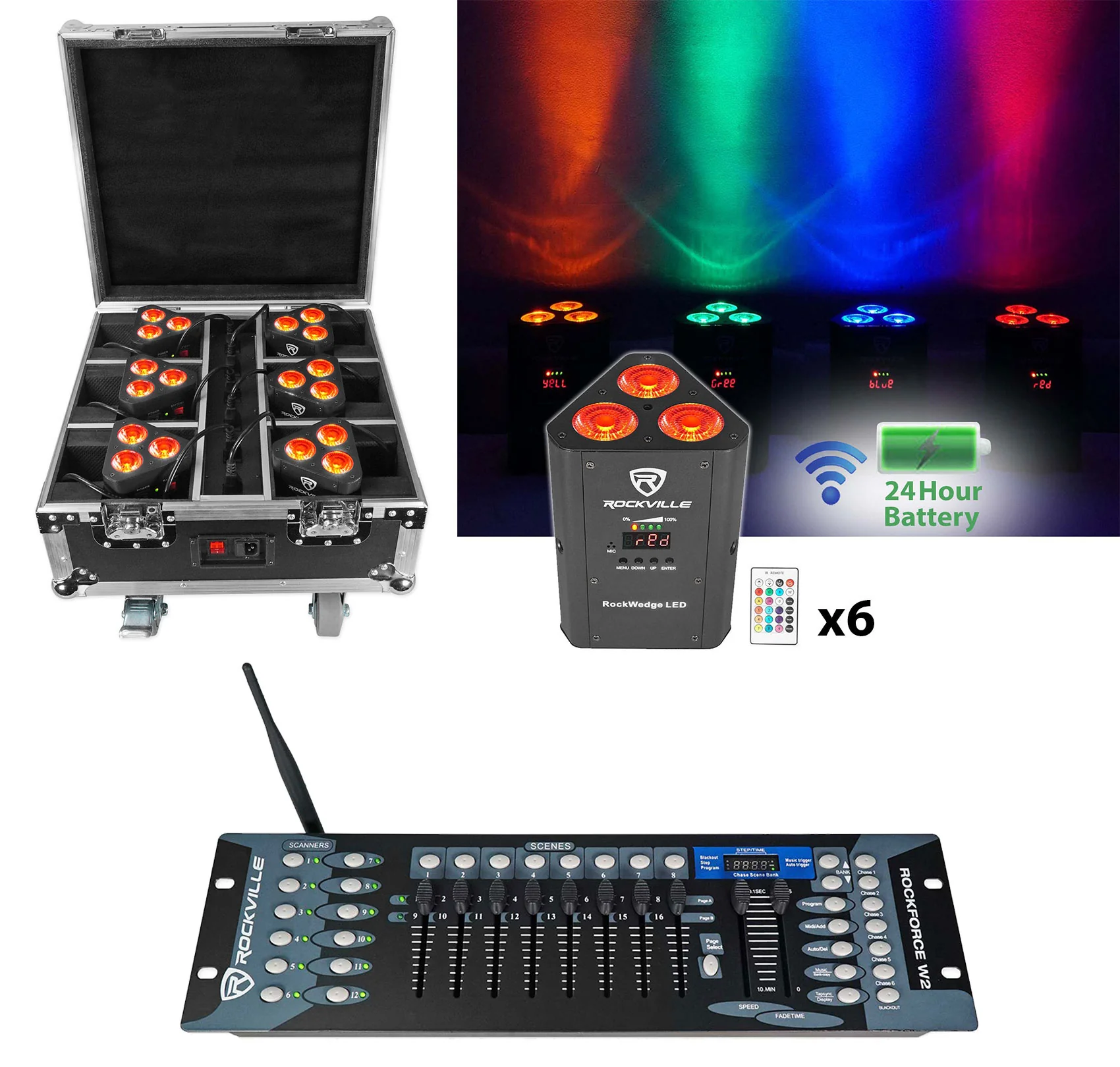 RockWedge Package Black 6-Pack + ROCKFORCE W2 Controller Bundle