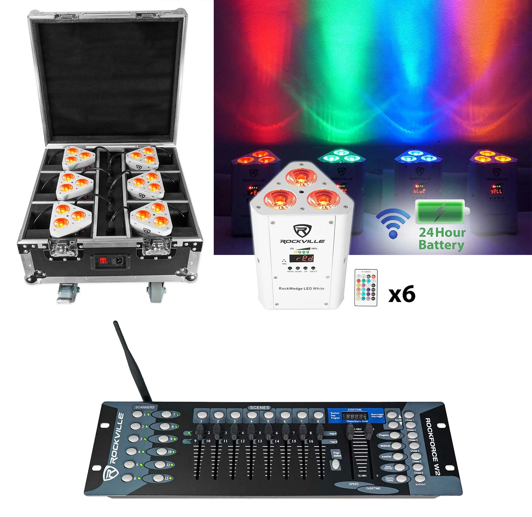 RockWedge Package White 6-Pack + ROCKFORCE W2 Controller Bundle