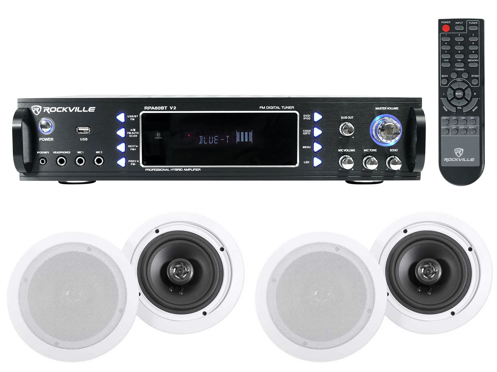 RPA60BT Receiver + HC655 6.5" Ceiling Speakers 2-Pair Bundle