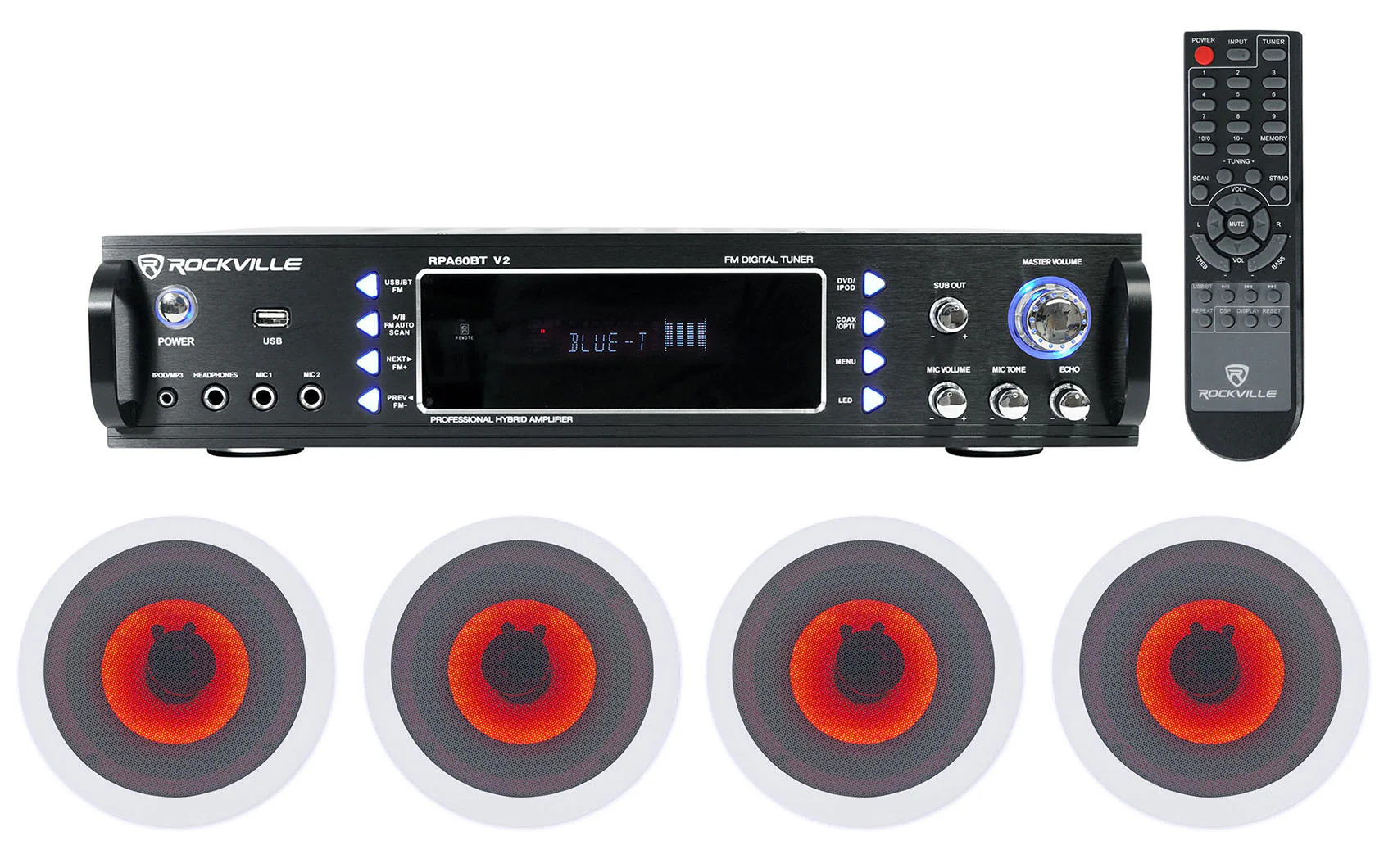 RPA60BT 4-Pack + HC65‑LED White In‑Ceiling Speakers Bundle