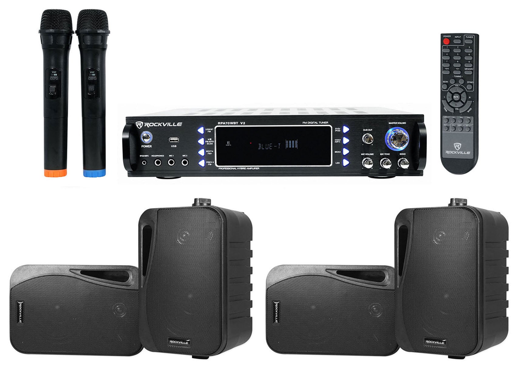 HP4S-8 Black 4-Pack + RPA70WBT Receiver Bundle