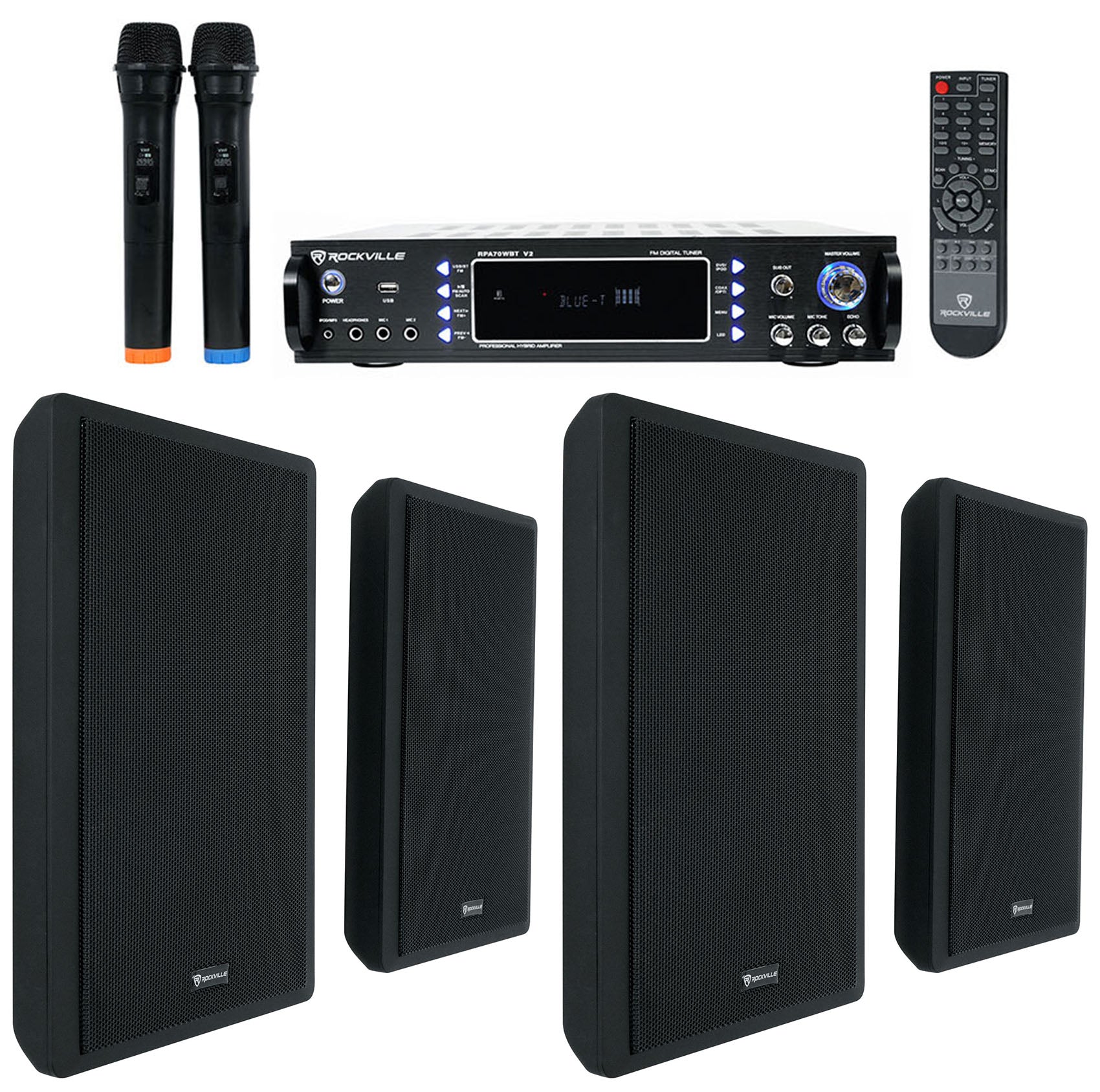 RPA70WBT V2 Karaoke Receiver + RockSlim Black 4-Pack Bundle