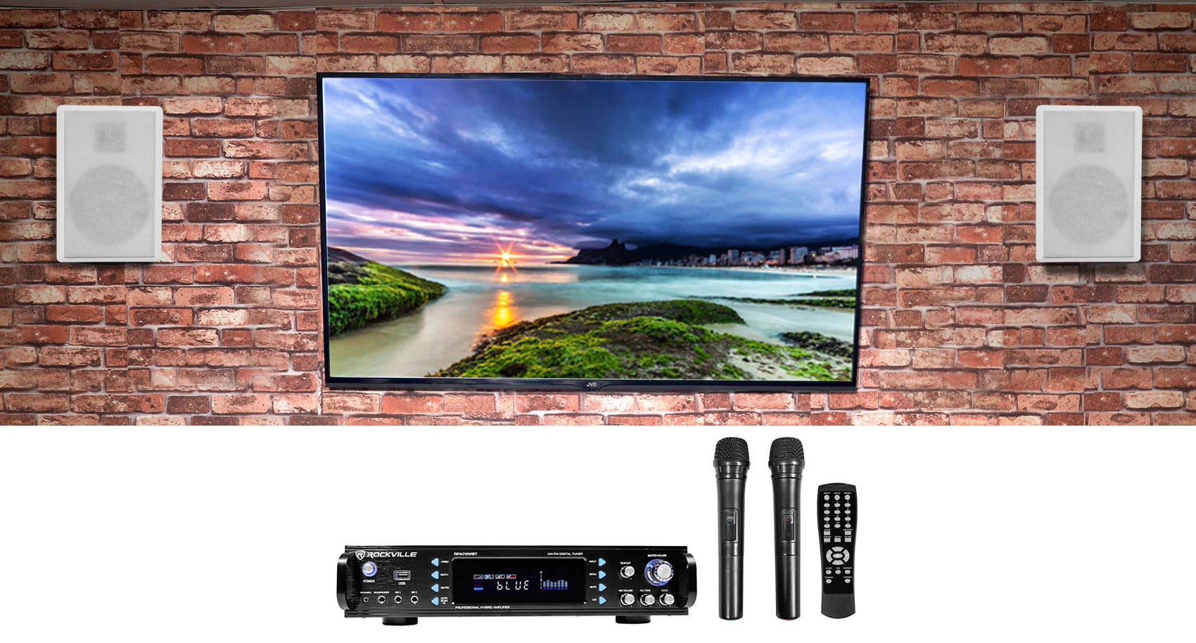 RockSlim White + RPA70WBT Karaoke Amplifier Bundle - Image 2