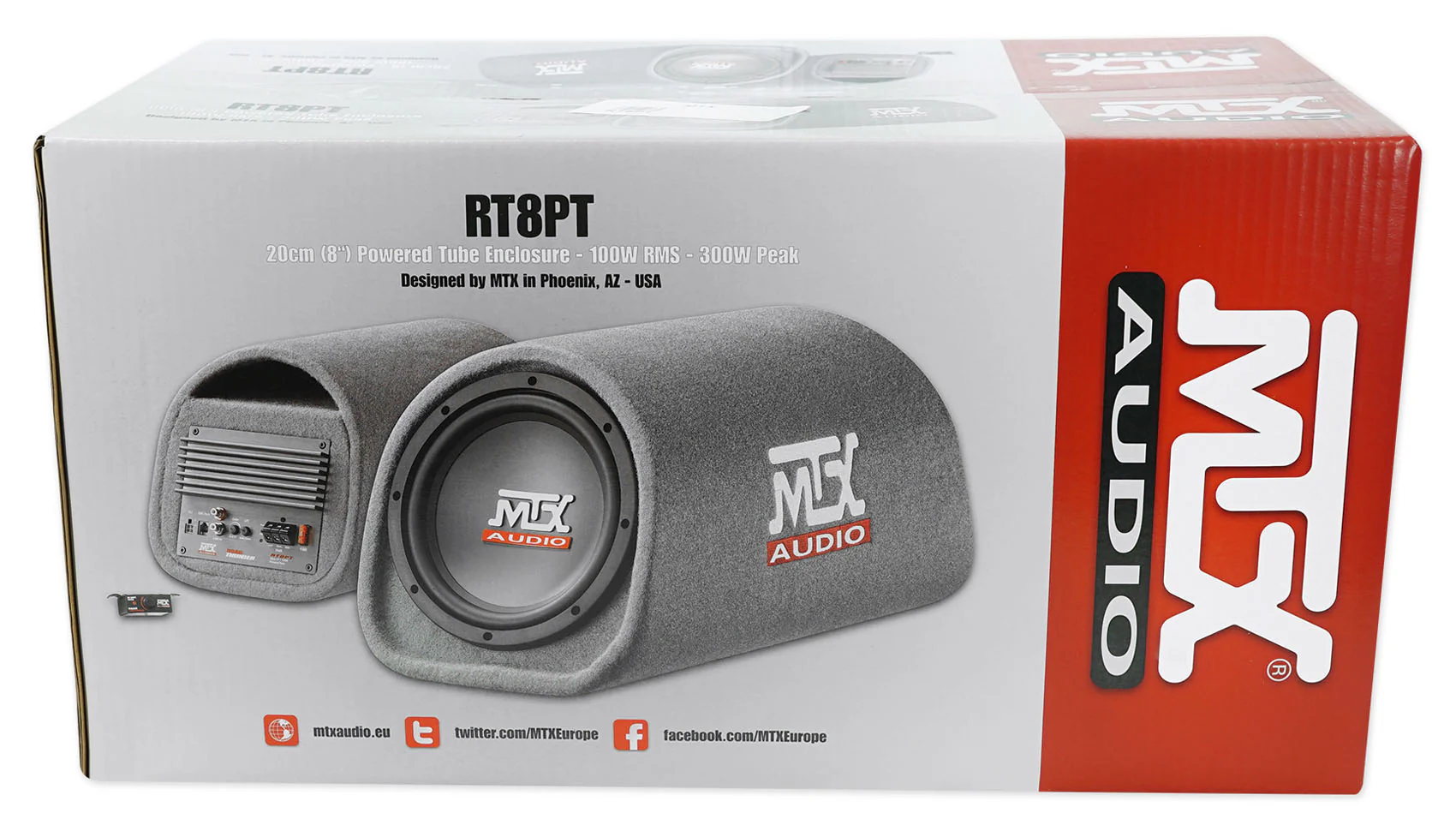 MTX Road Thunder RT8PT 8β 240 Watt Powered Vented/Ported Bass Tube+Amp Wire Kit - Image 8