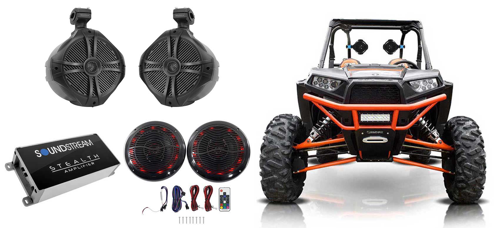 RWB90B Black + 6.5" LED Speakers + 4‑Channel Amplifier Bundle